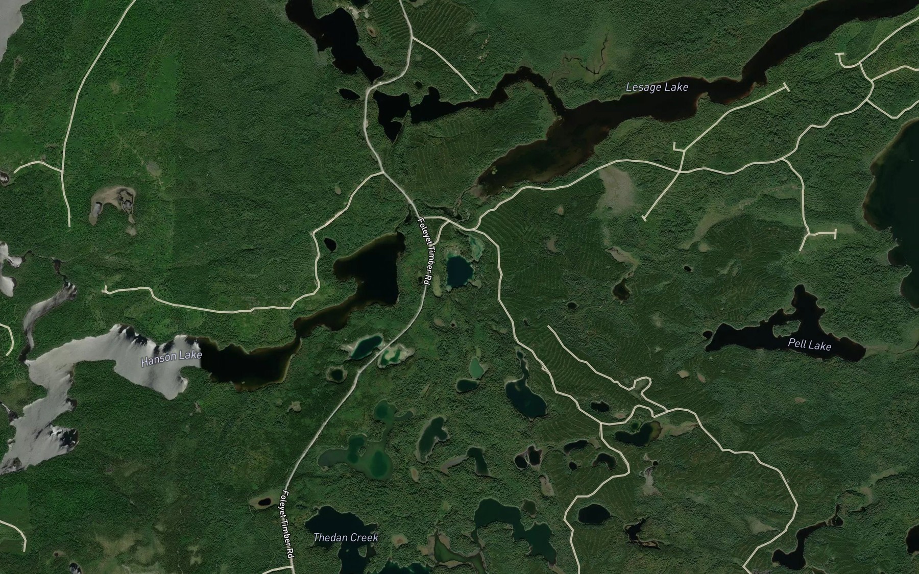 Satellite map of the Thedan Creek