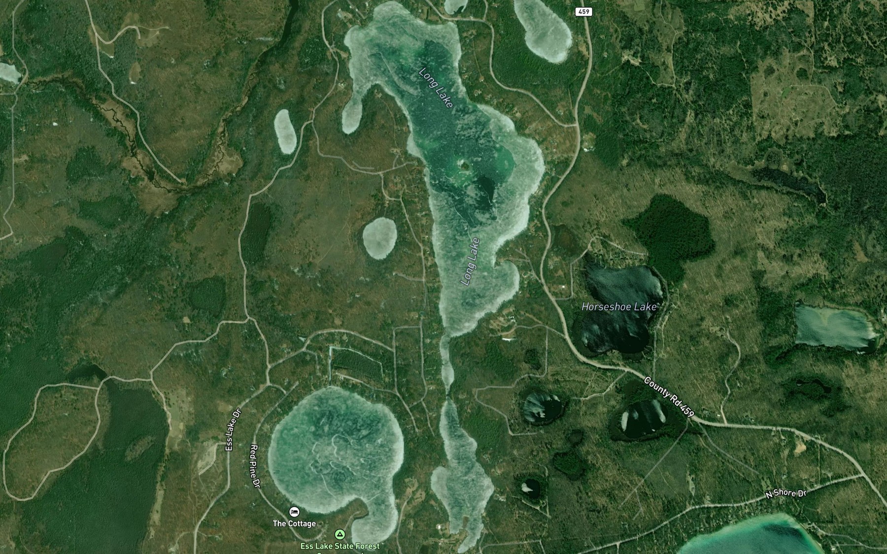 Satellite map of the Long Lake