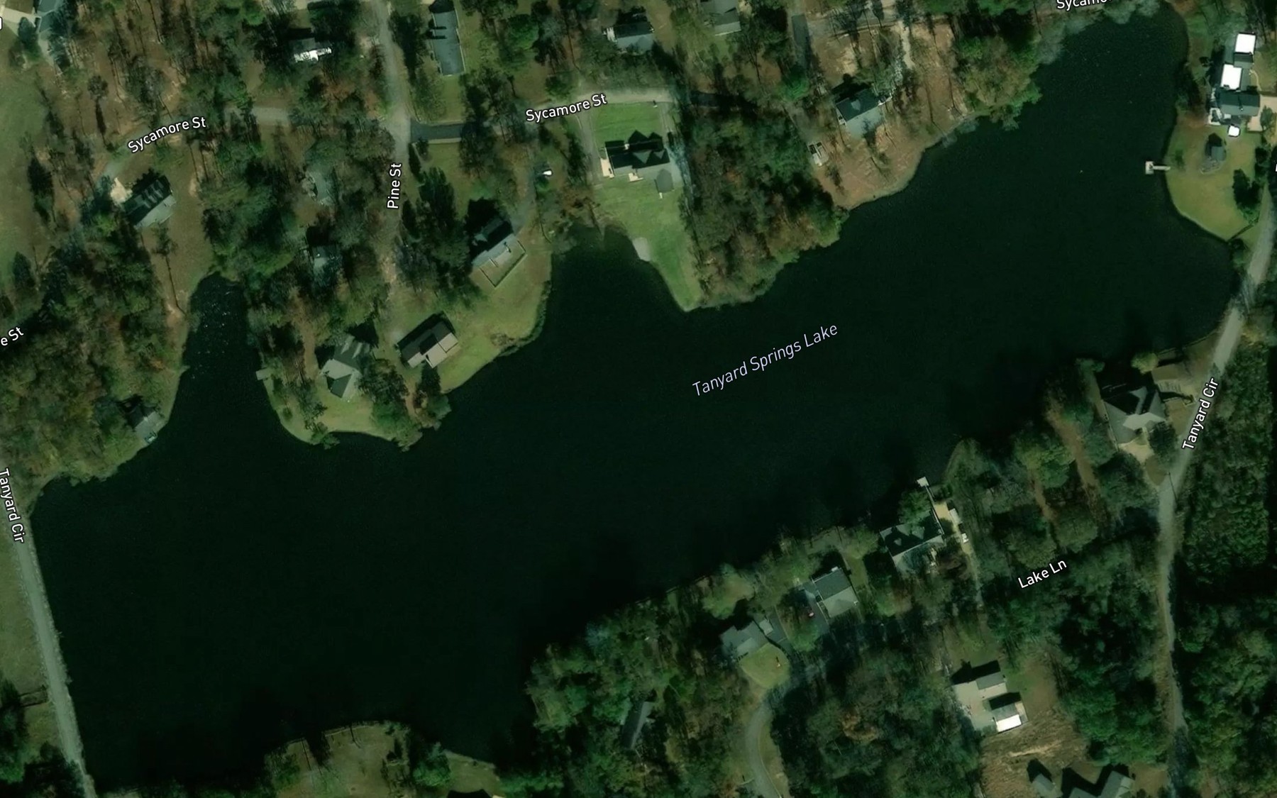Satellite map of the Tanyard Springs Lake