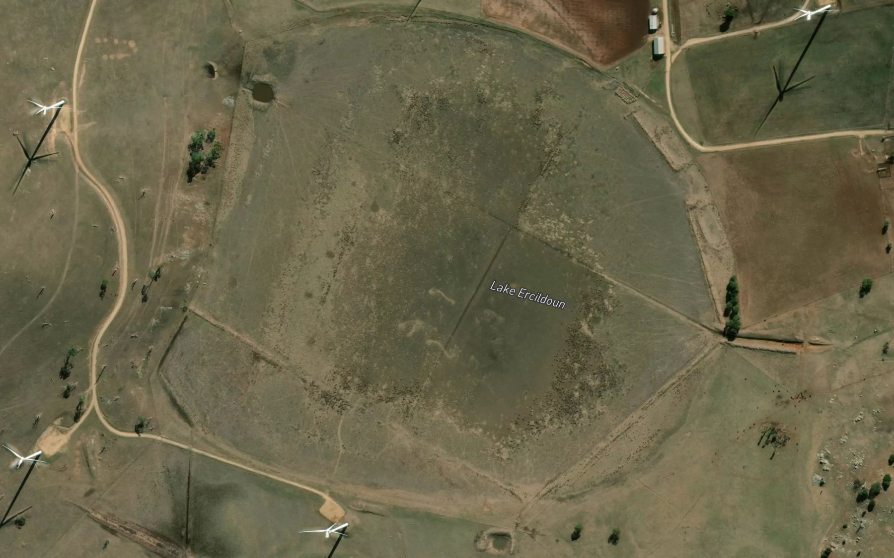 Satellite map of the Lake Ercildoun
