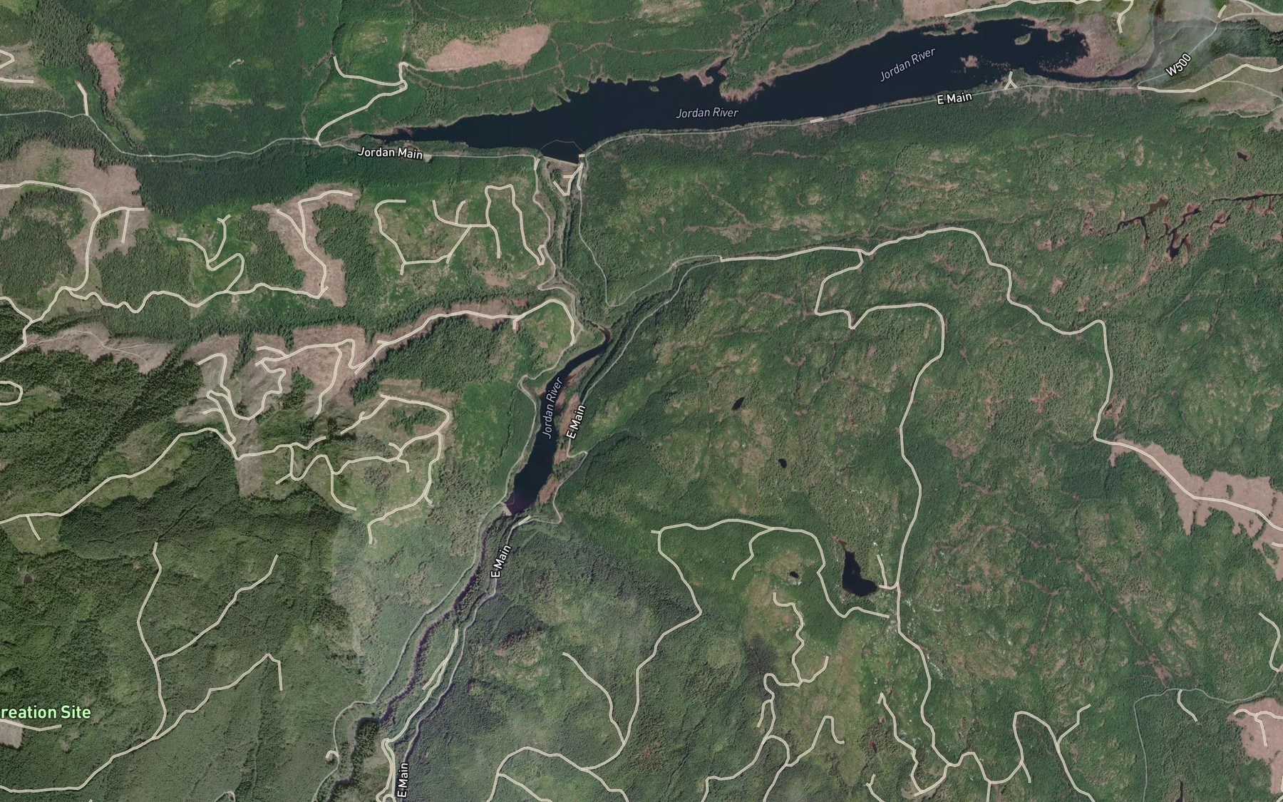 Satellite map of the Rough Creek