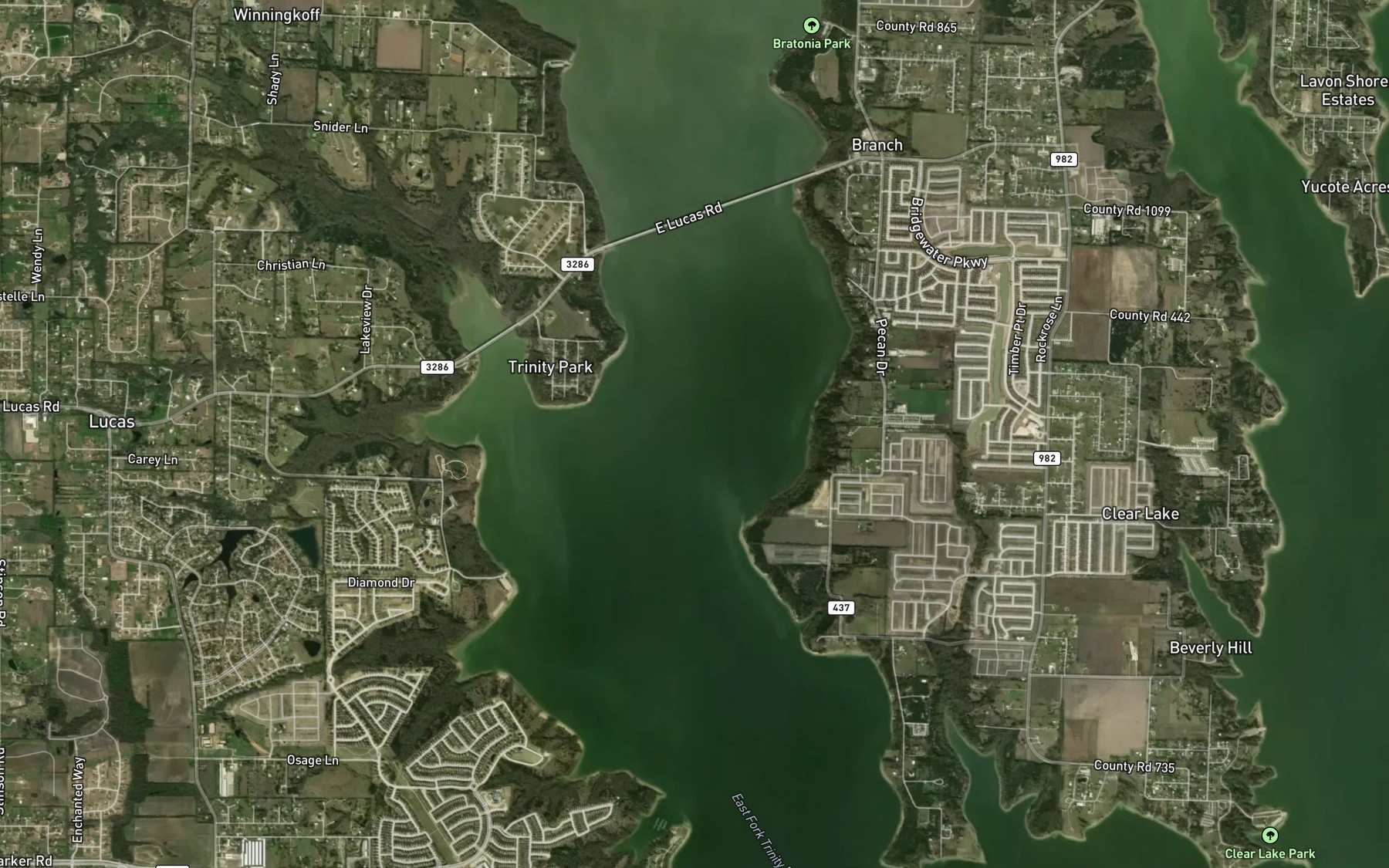 Satellite map of the White Rock Creek