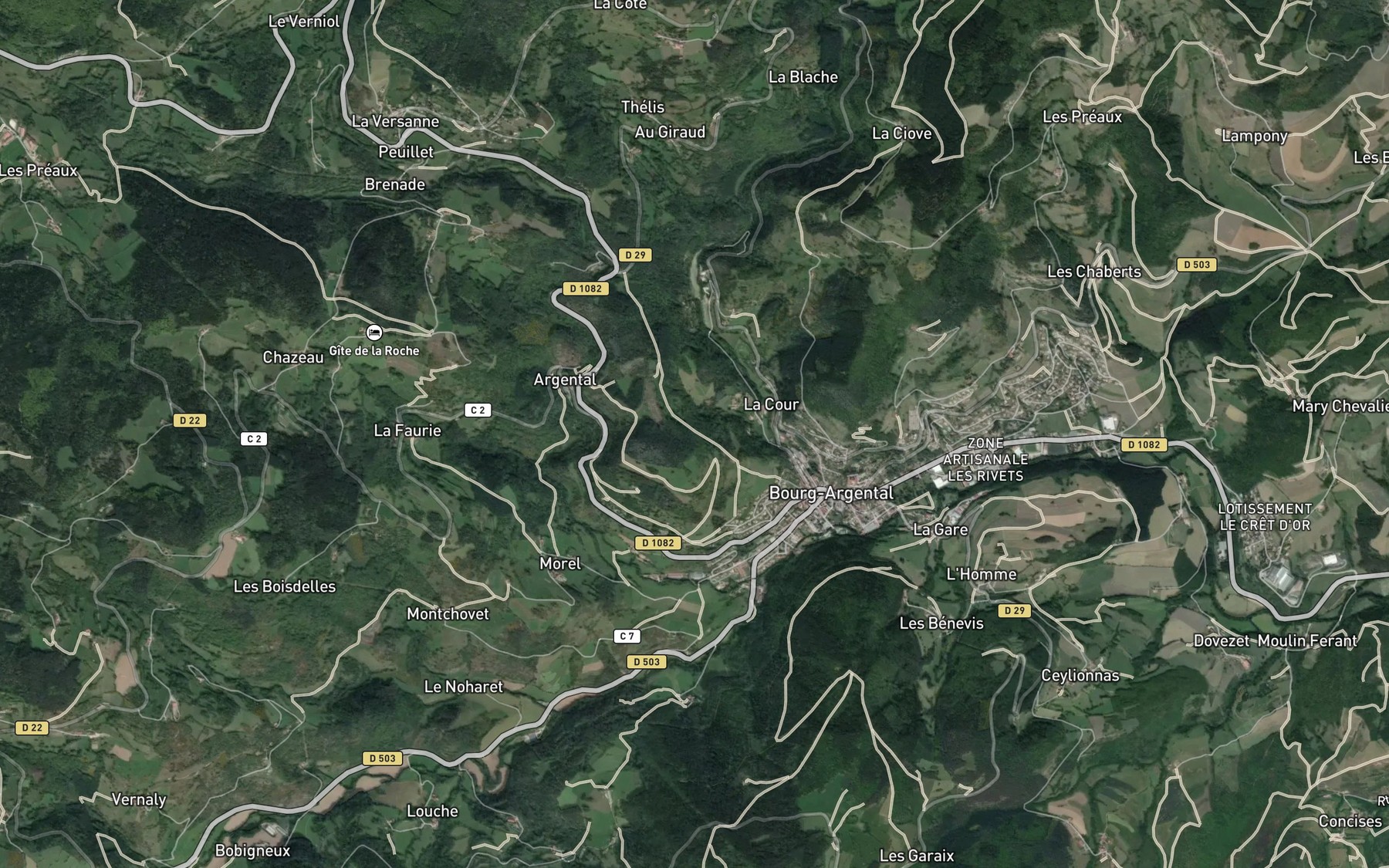 Satellite map of the Ruisseau la Bratanniere