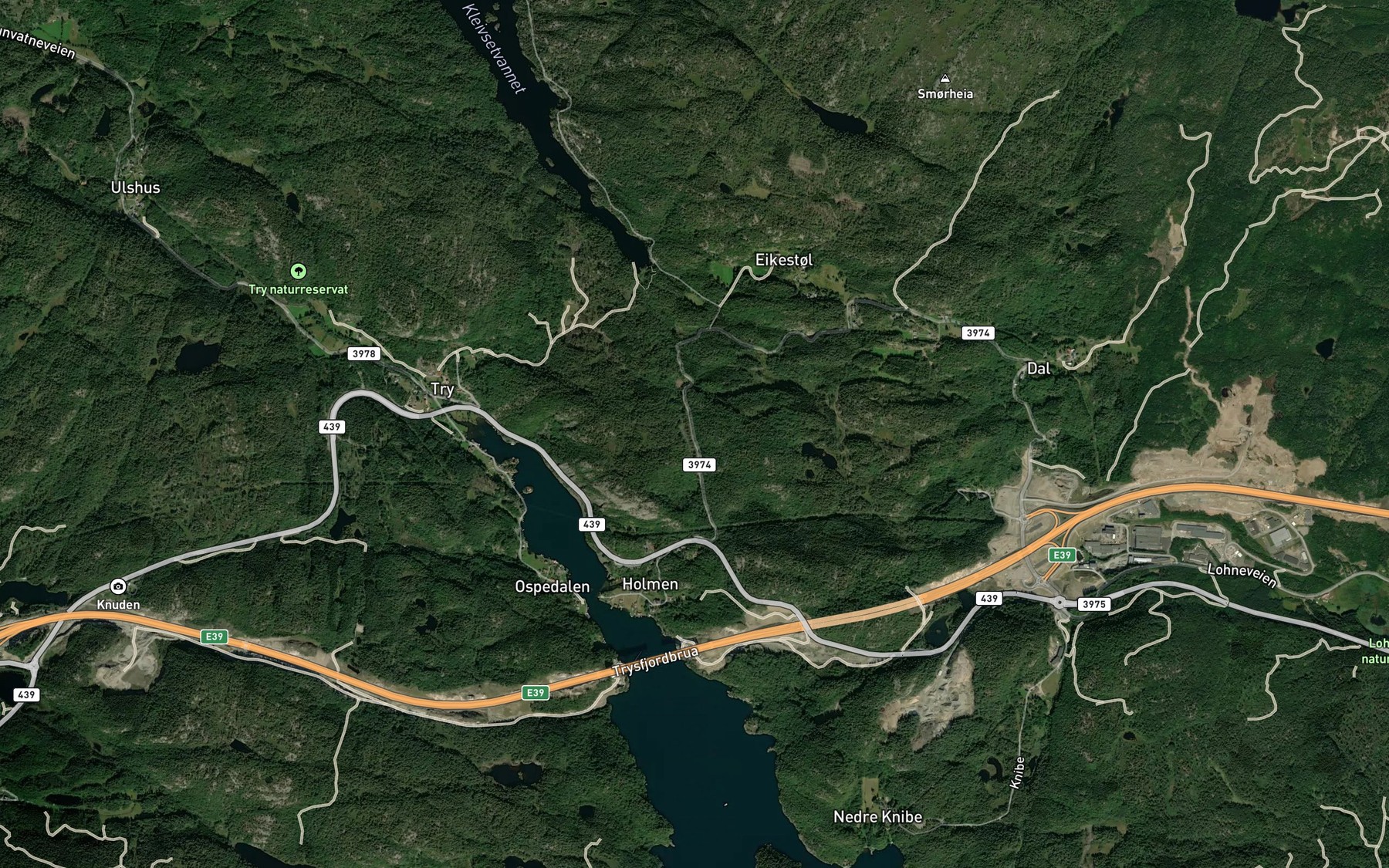 Satellite map of the Kleivsetelva