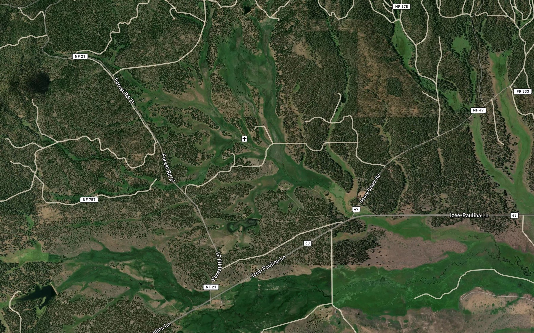 Satellite map of the Mothers Creek