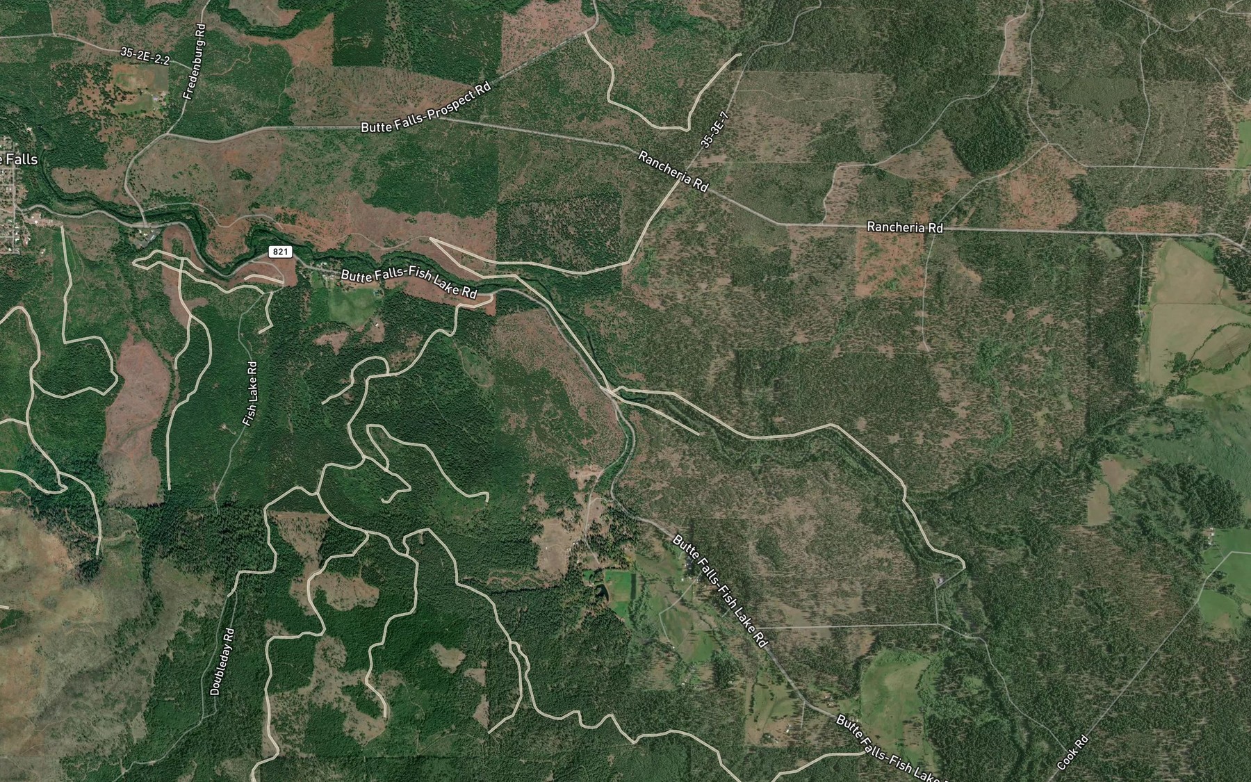 Satellite map of the Bowen Creek