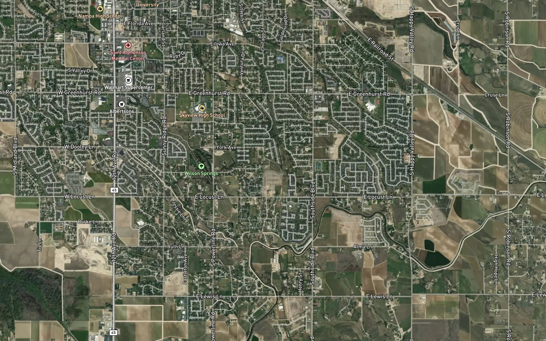 Satellite map of the Partridge Lateral