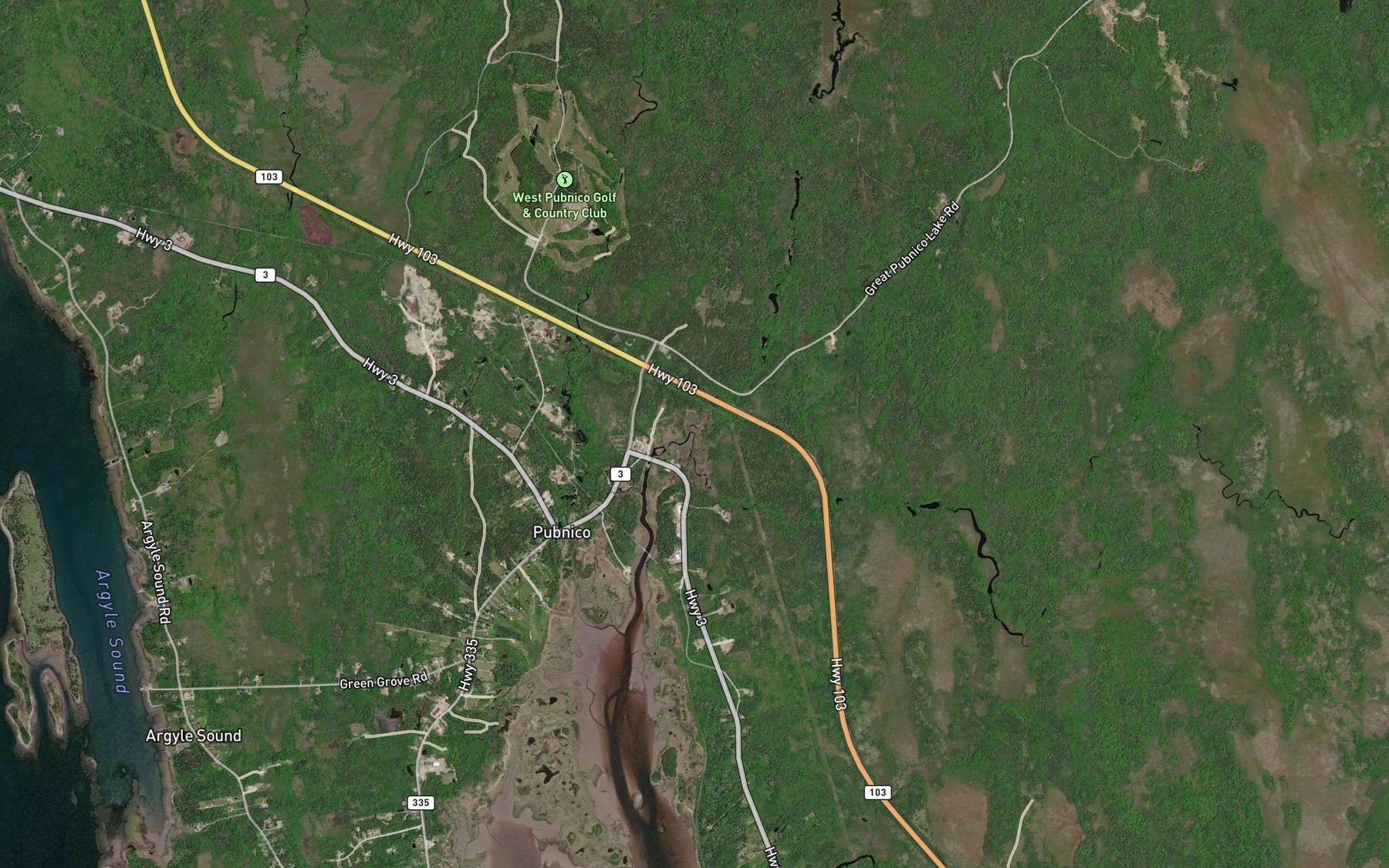 Satellite map of the Deadhorse Brook