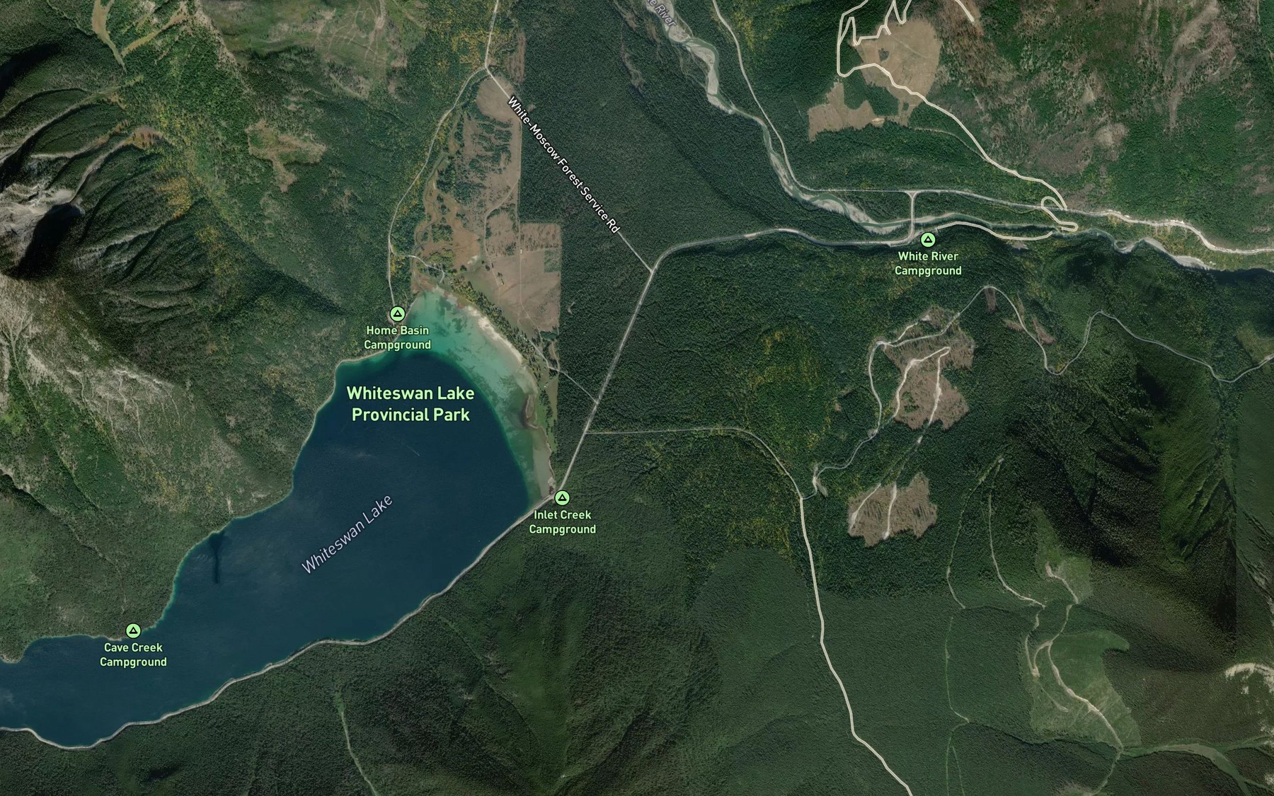 Satellite map of the Inlet Creek