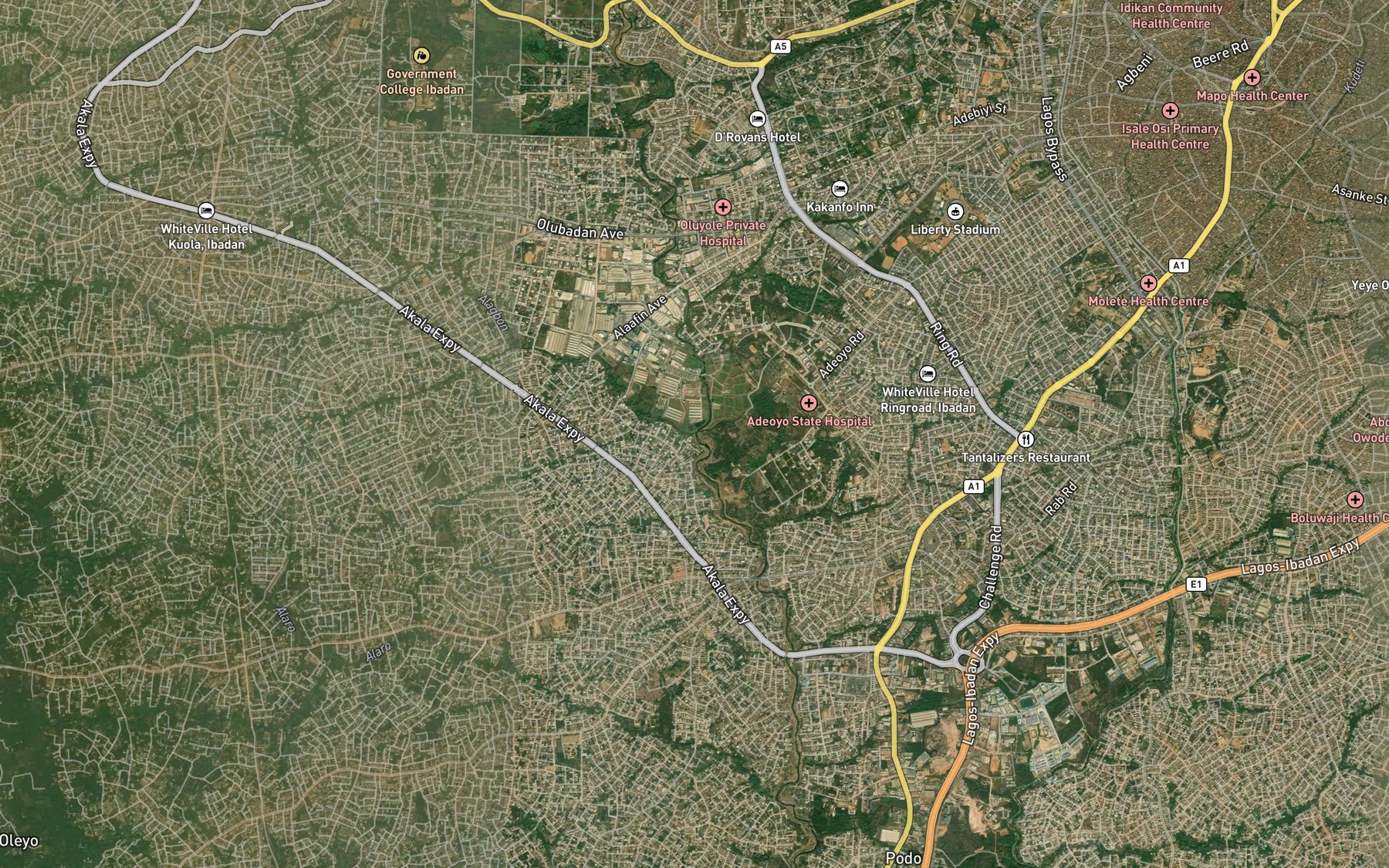 Satellite map of the River Alaro