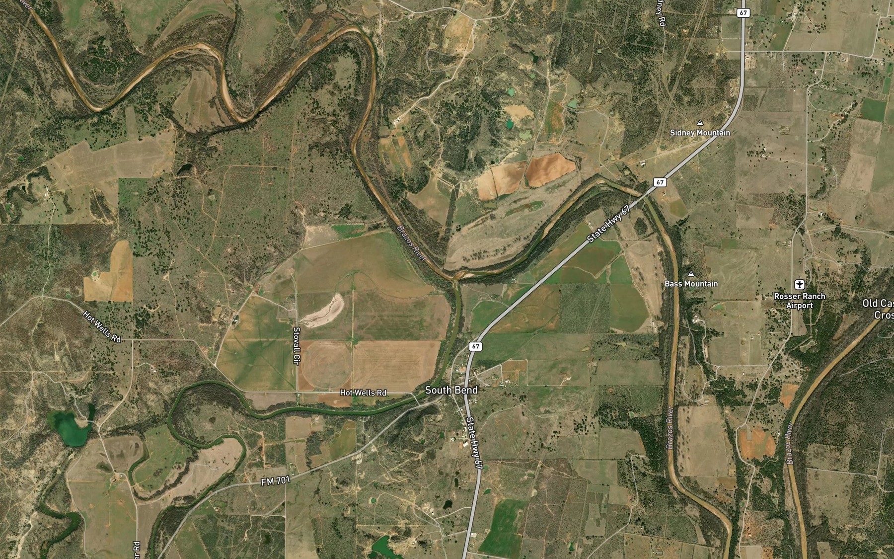 Satellite map of the Clear Fork Brazos River