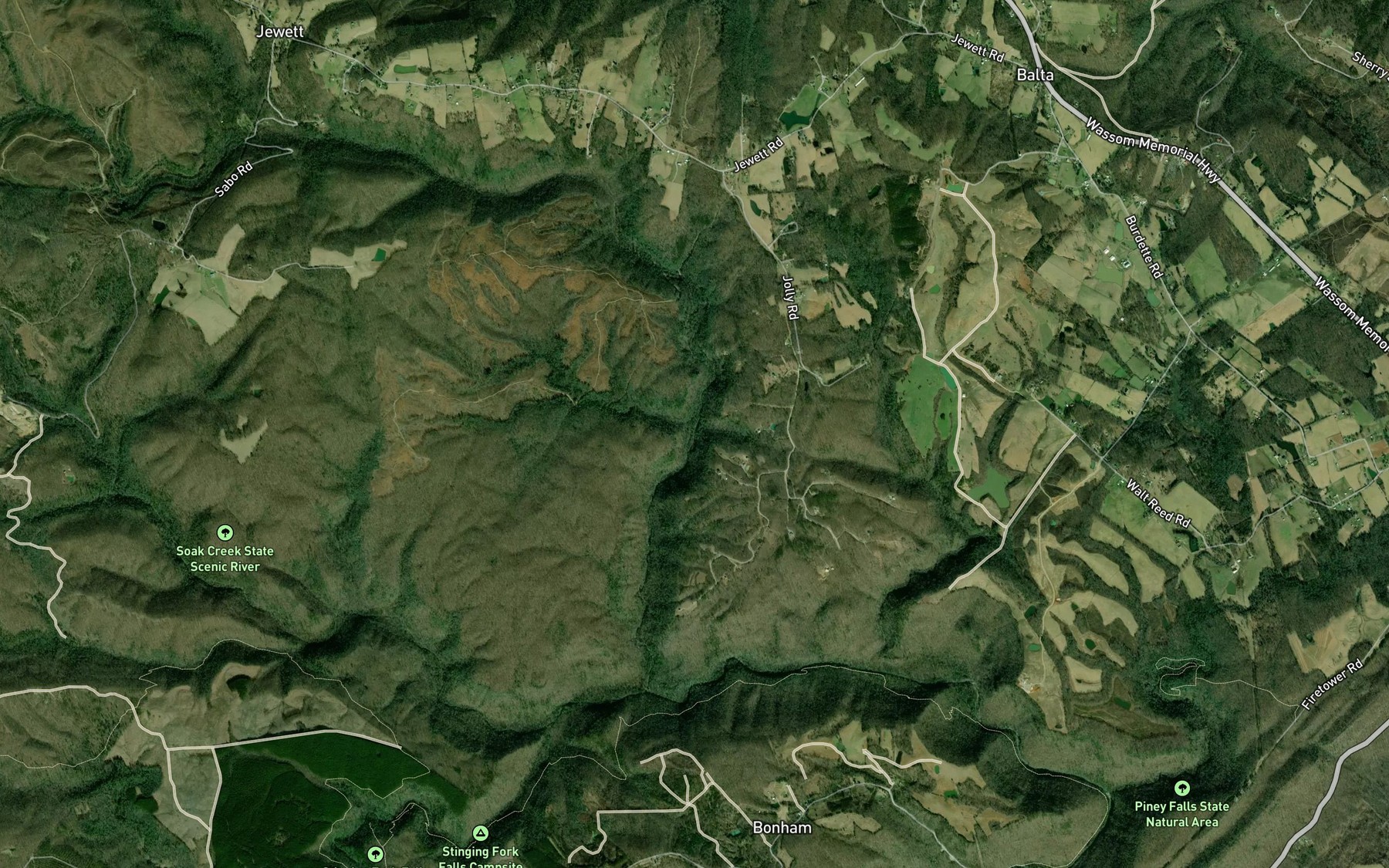 Satellite map of the Shingle Mill Branch