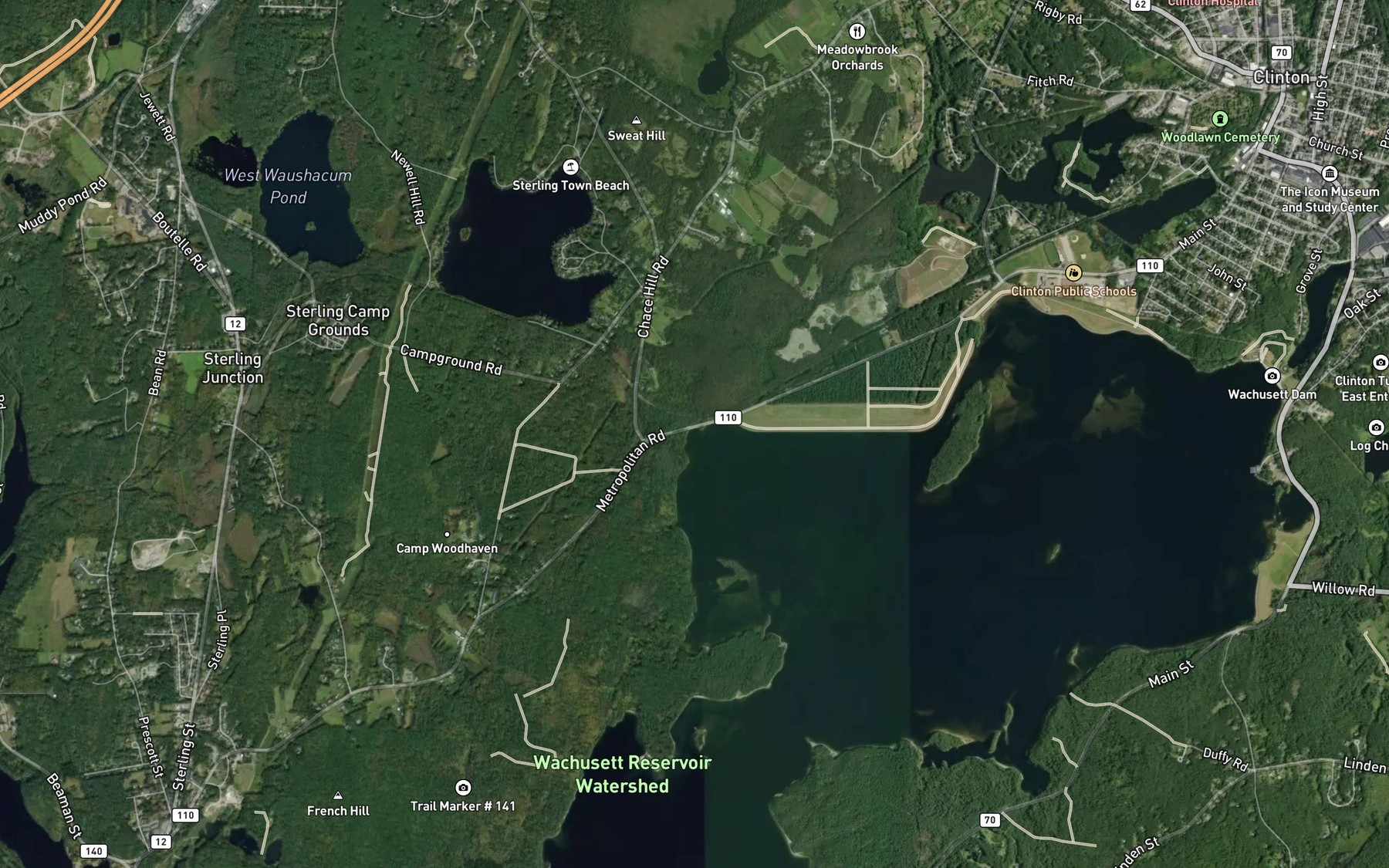 Satellite map of the Prescott Cove