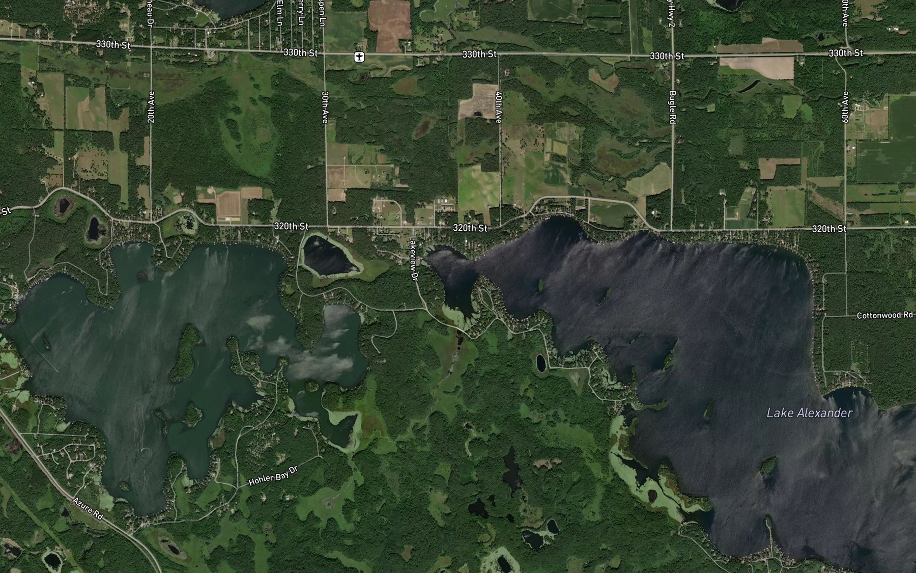 Satellite map of the Headleys Bay