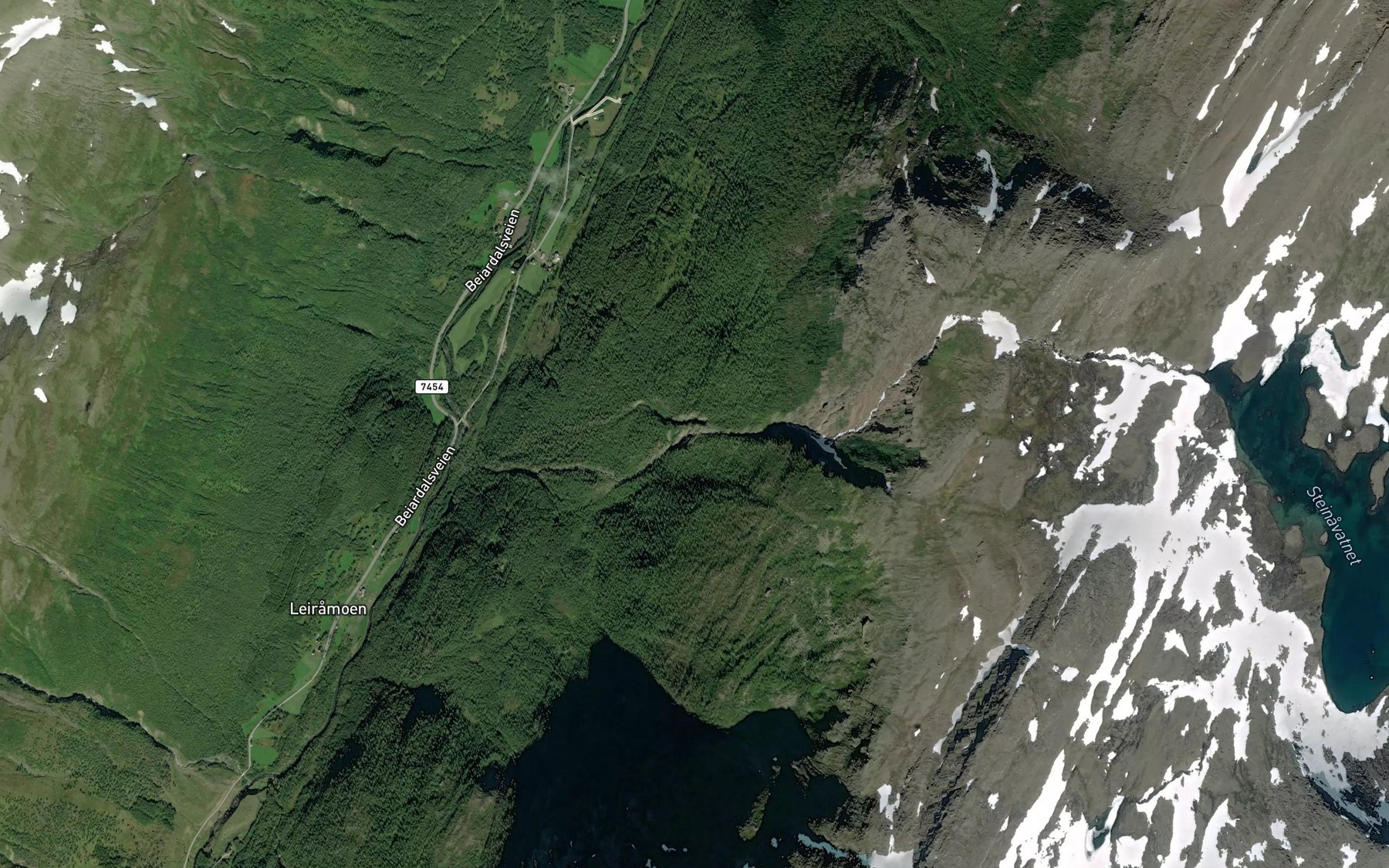 Satellite map of the Steinaforsen