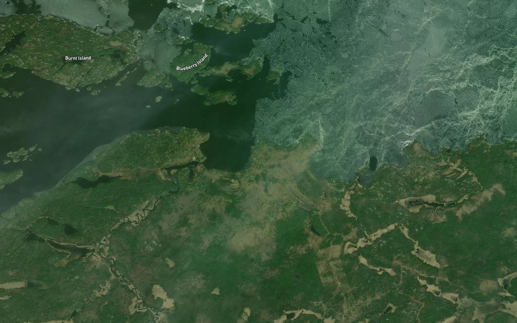 Satellite map of the Frank's Bay