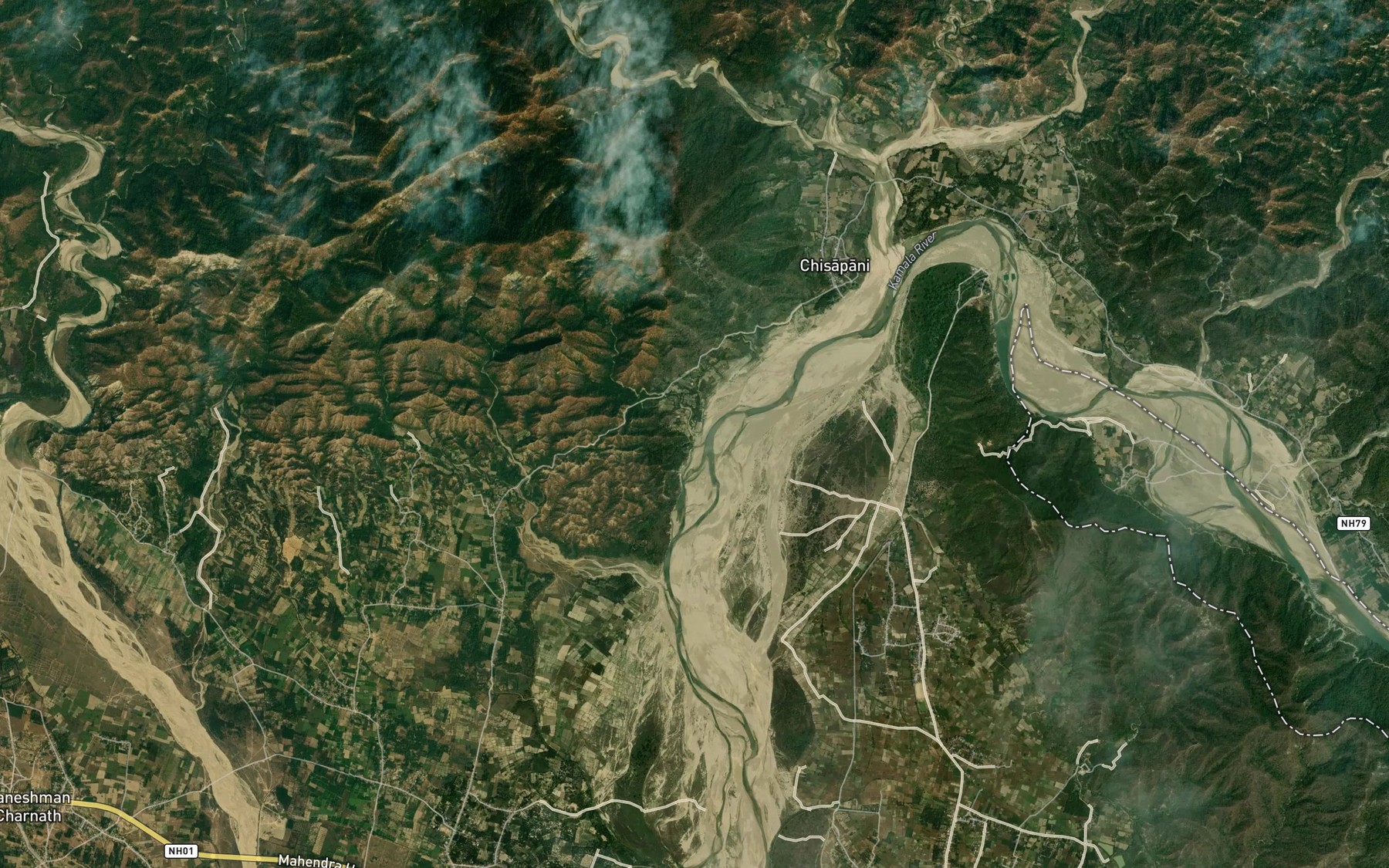 Satellite map of the Bhote Khola