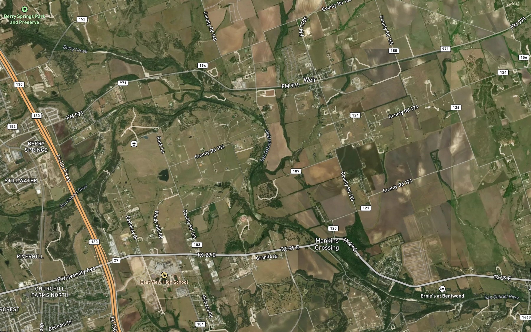 Satellite map of the Weir Branch