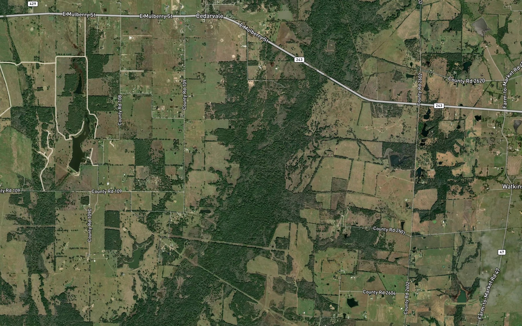 Satellite map of the Caney Creek