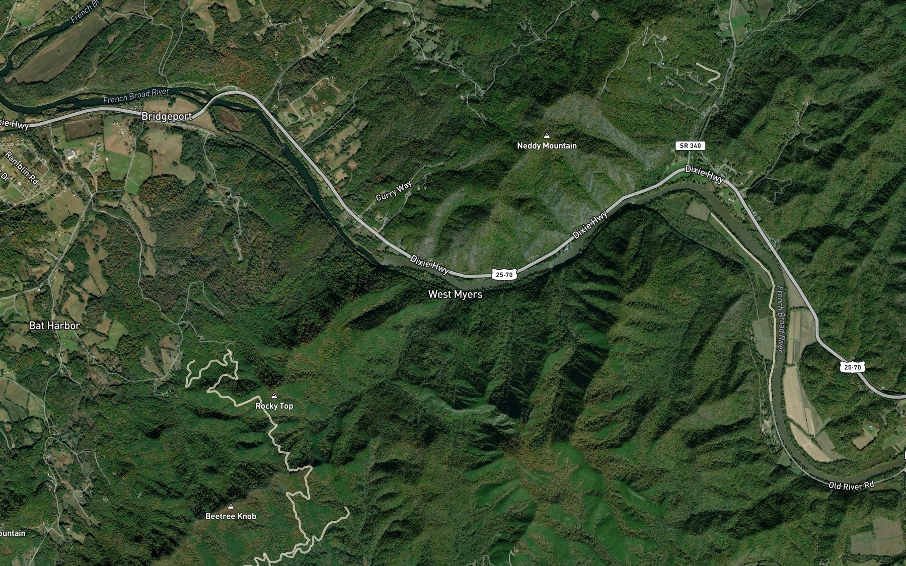 Satellite map of the Pigeonroost Branch
