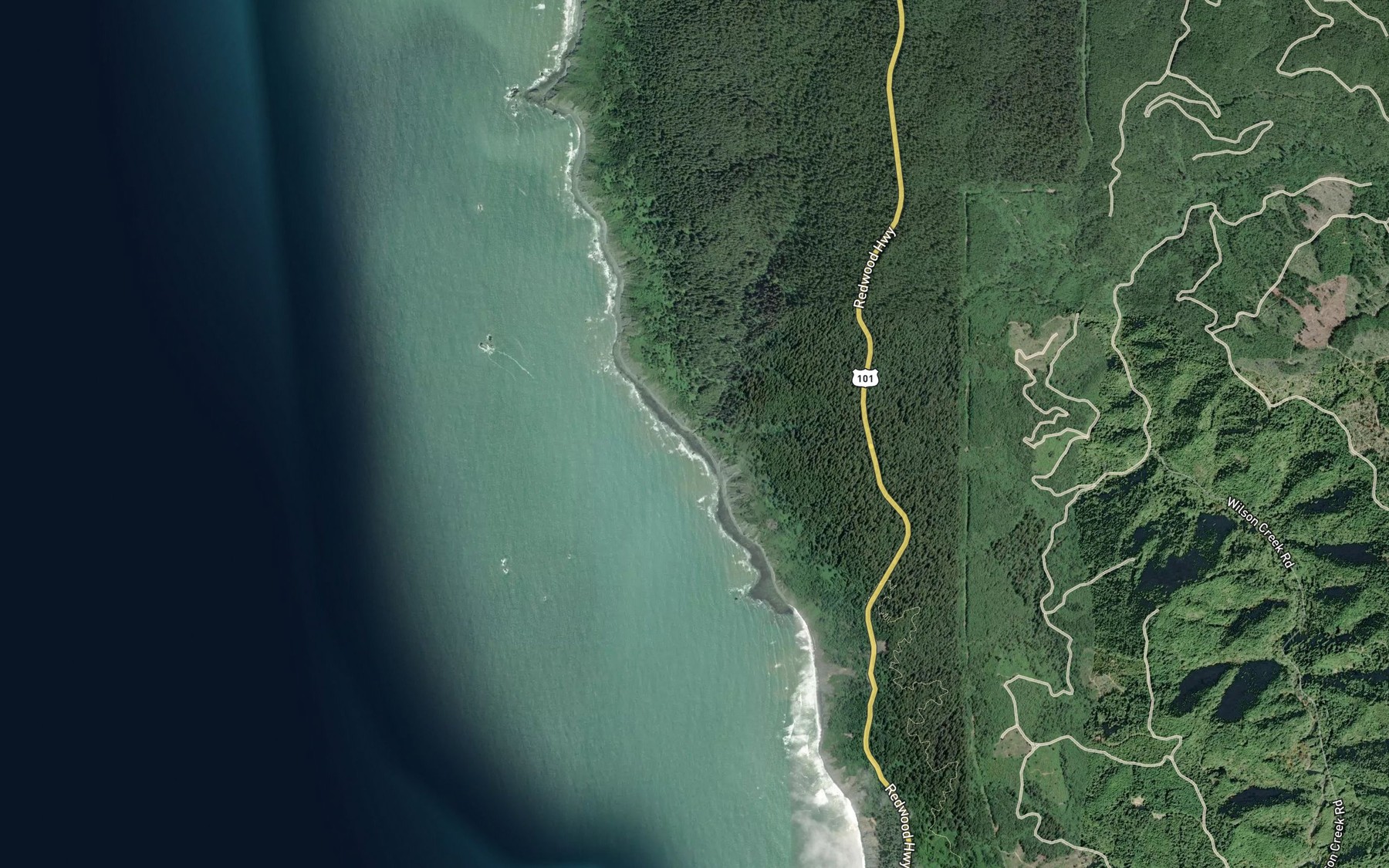 Satellite map of the Damnation Creek