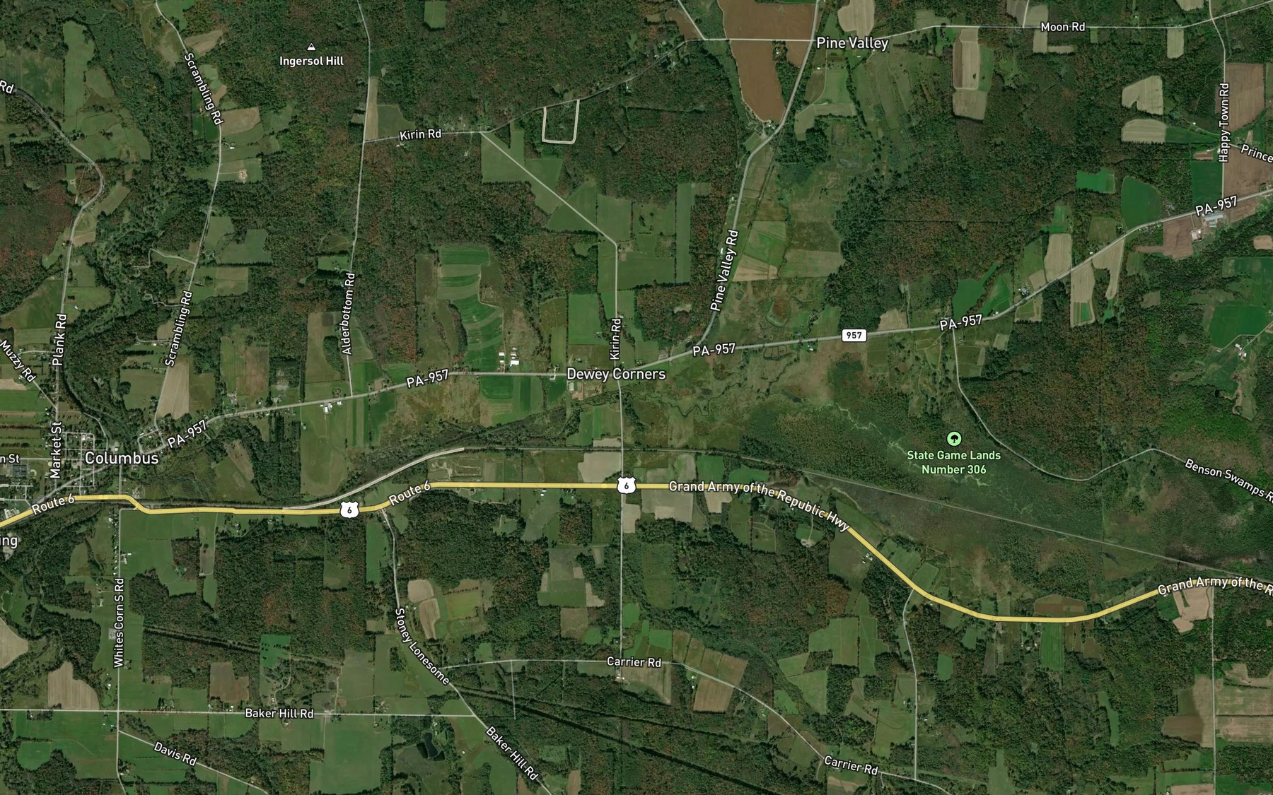 Satellite map of the Prosser Creek