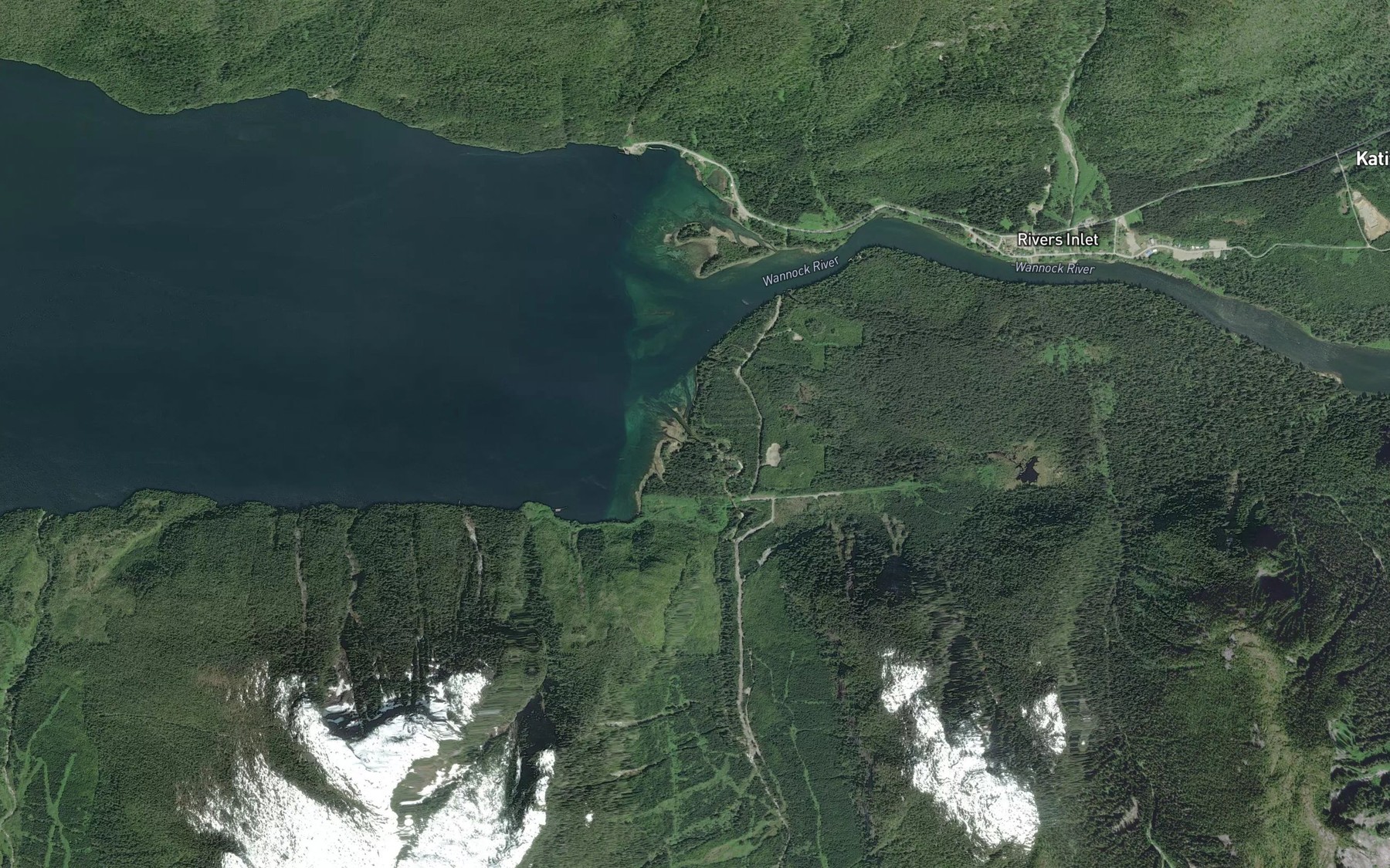 Satellite map of the Nicknaqueet River
