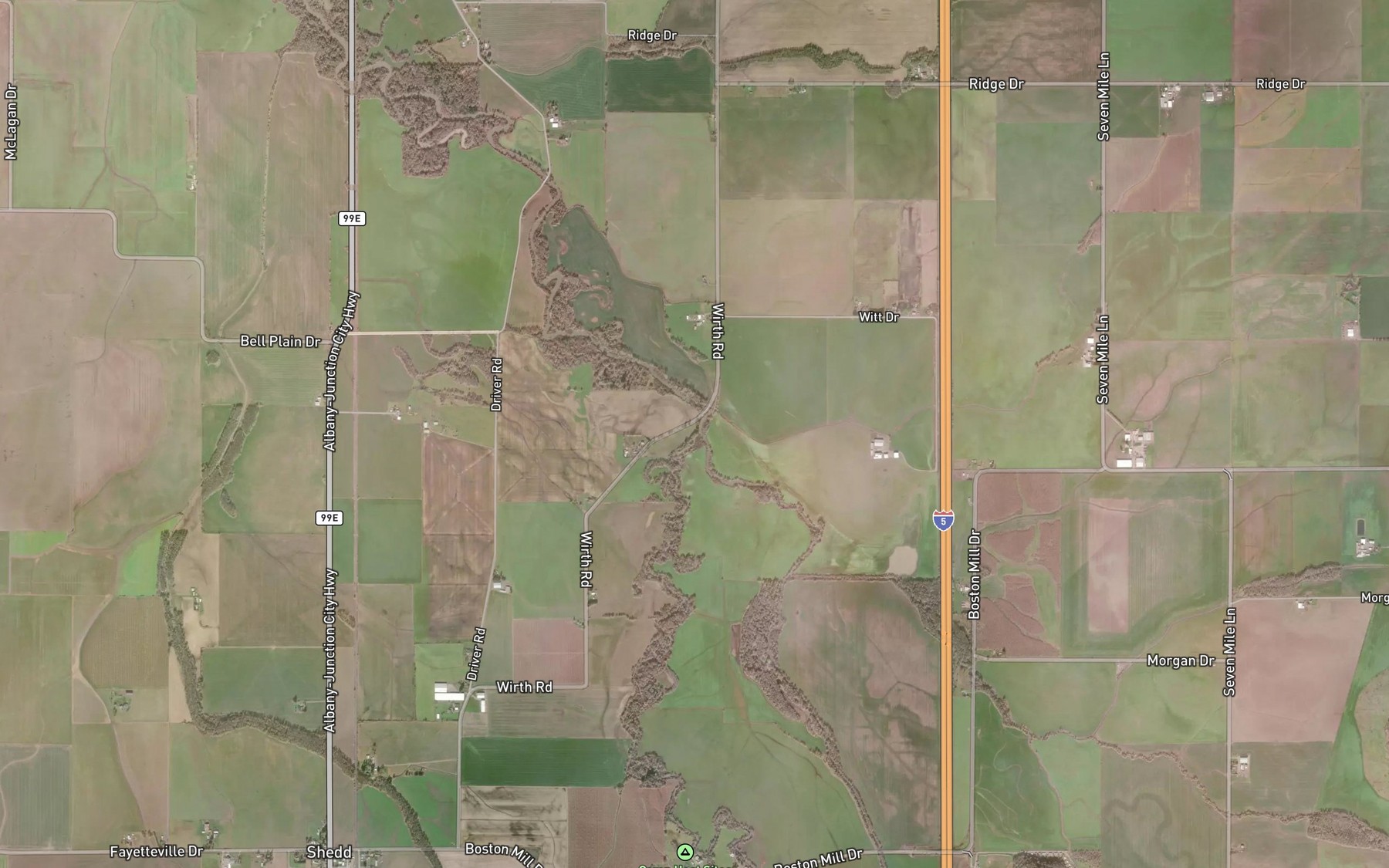 Satellite map of the Butte Creek