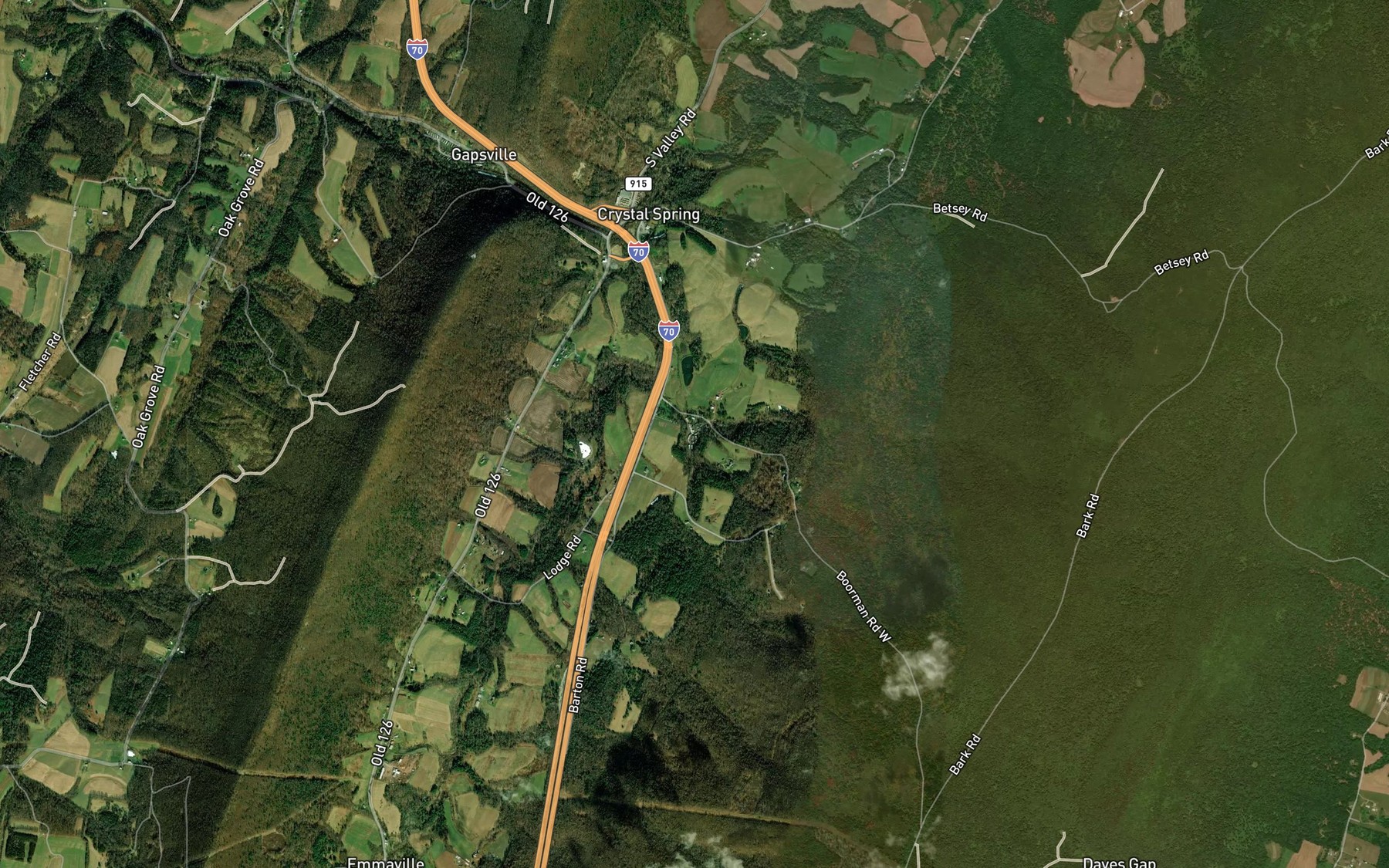 Satellite map of the Crystal Spring