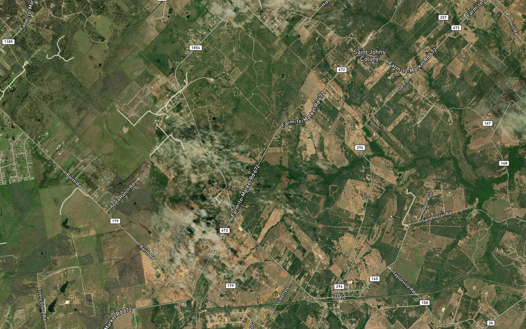Satellite map of the Brushy Creek