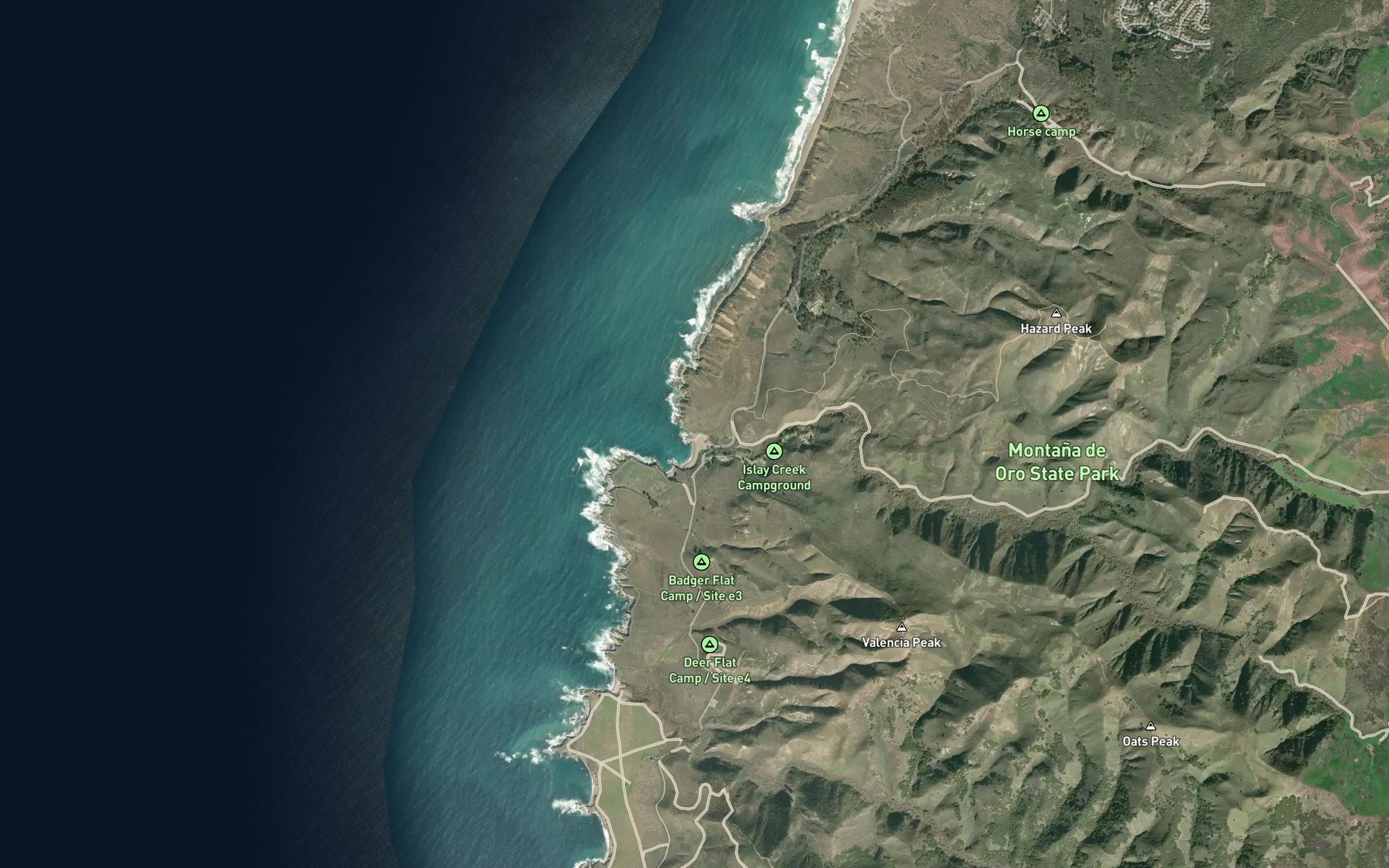Satellite map of the Islay Creek