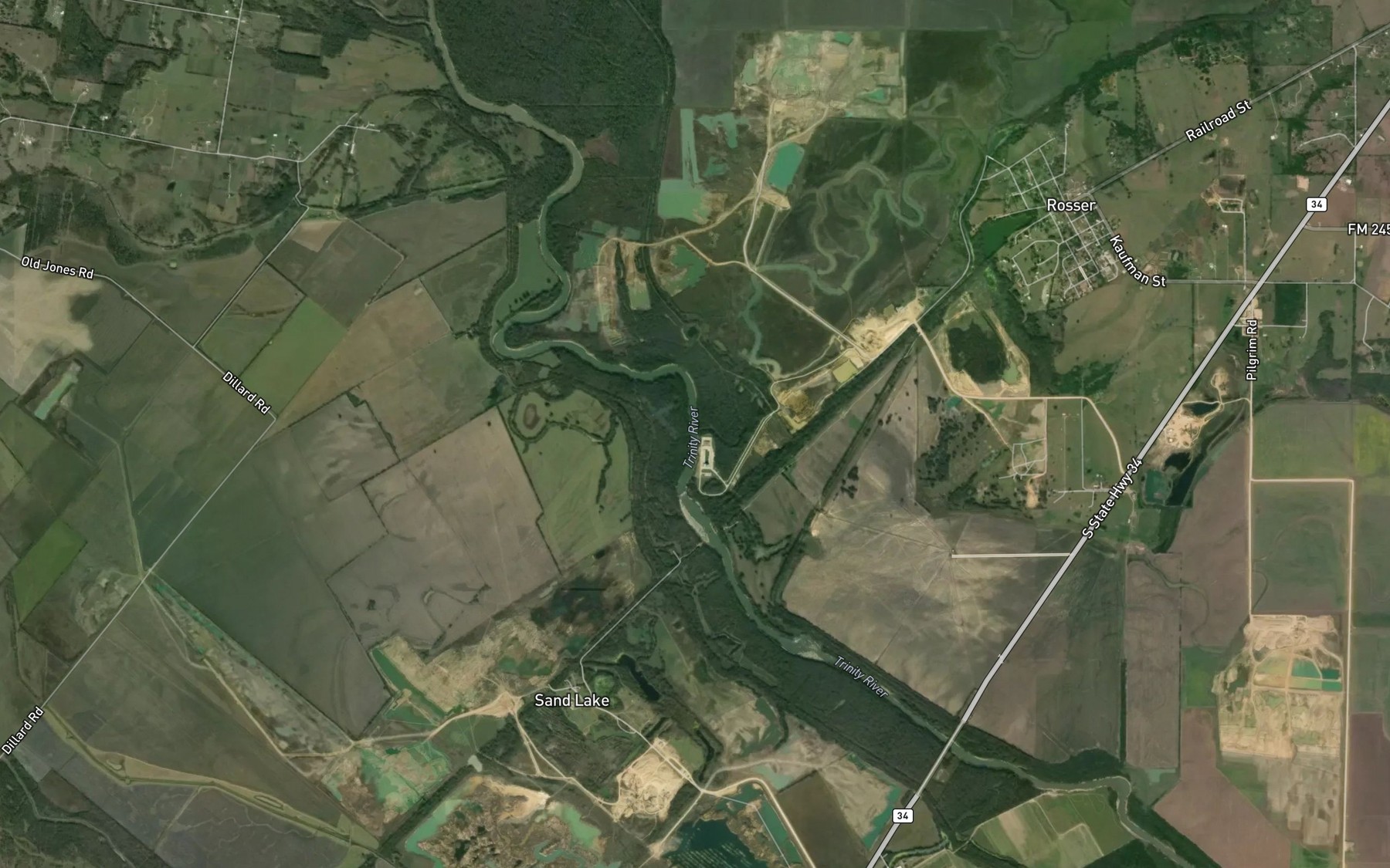 Satellite map of the Old Channel East Fork Trinity River