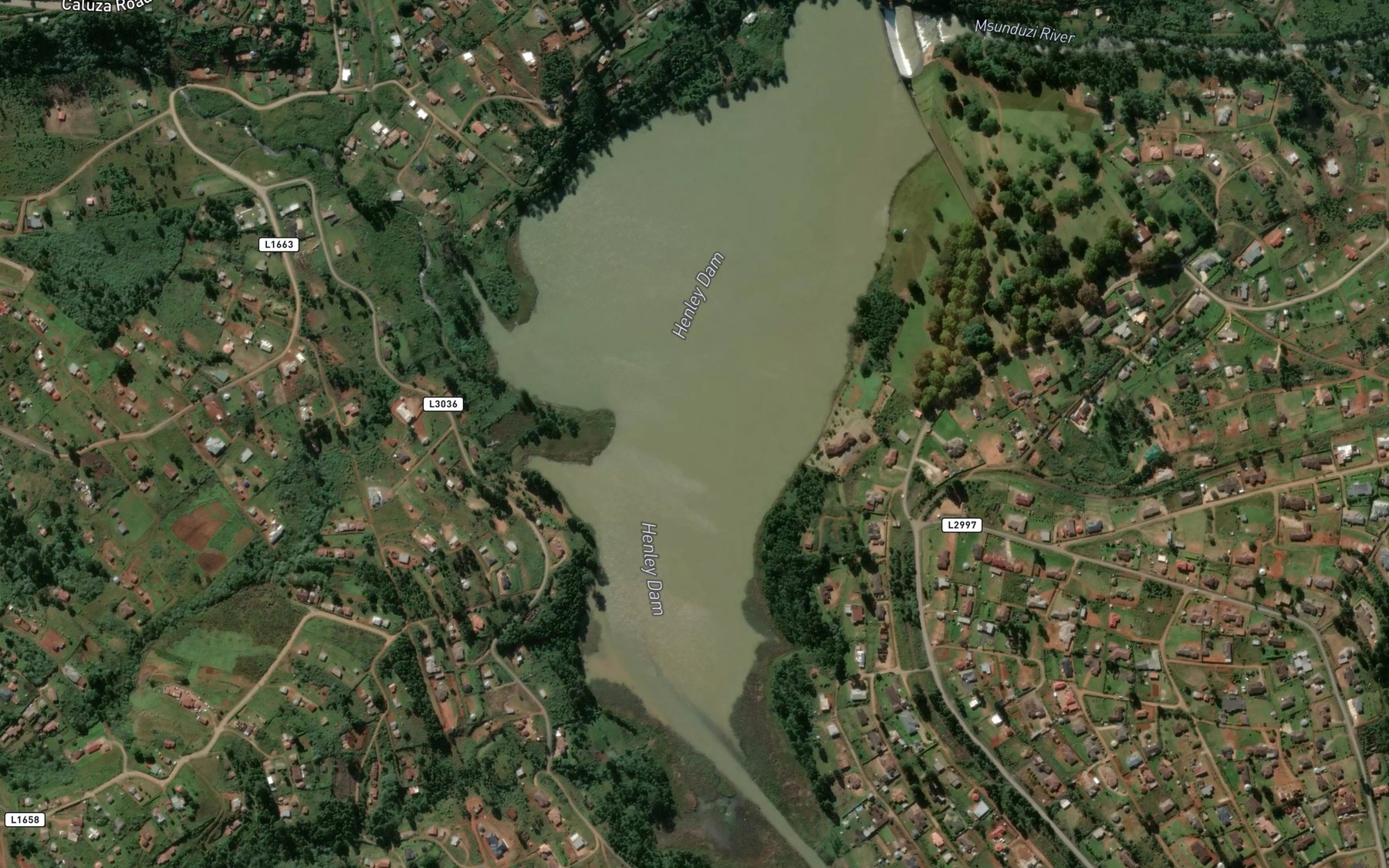 Satellite map of the Henley Dam