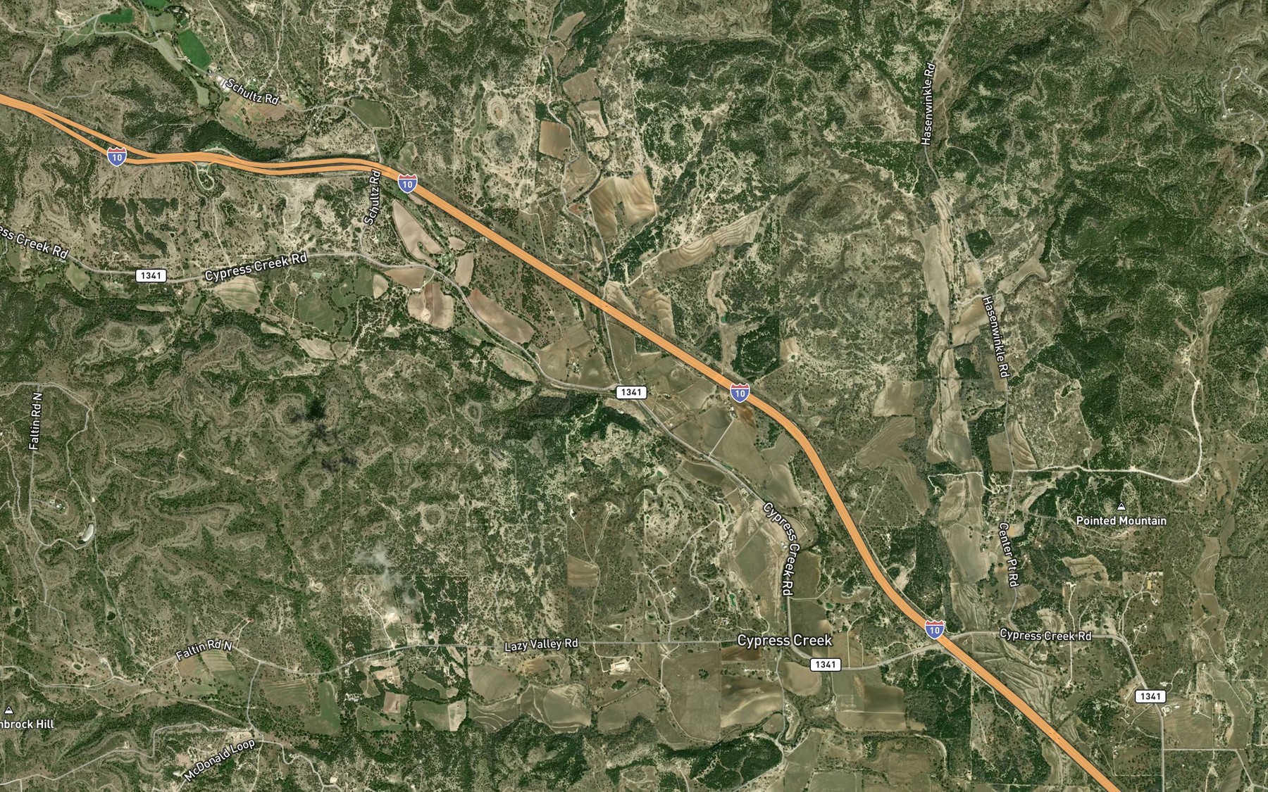 Satellite map of the North Fork Cypress Creek