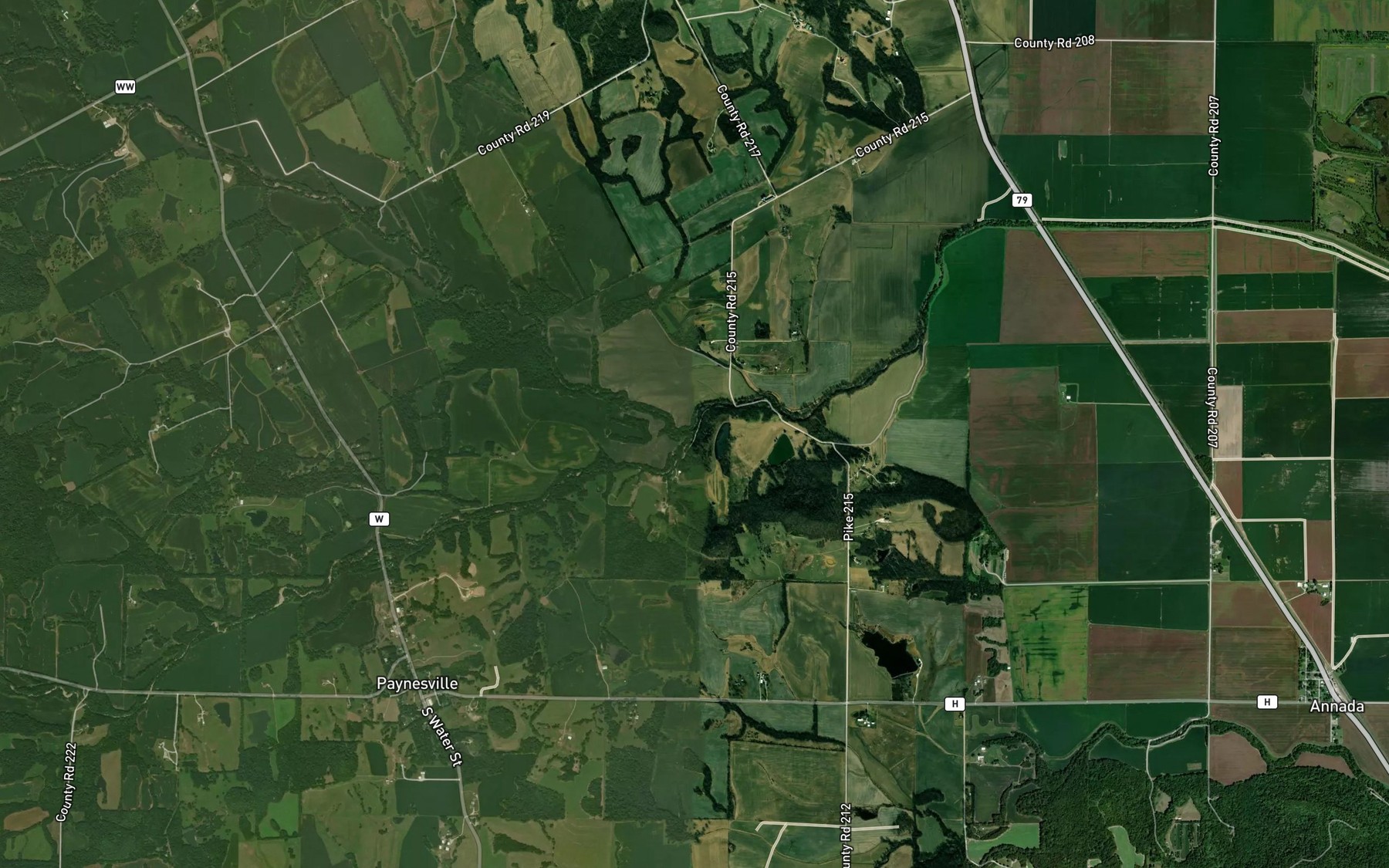 Satellite map of the Little Ramsey Creek