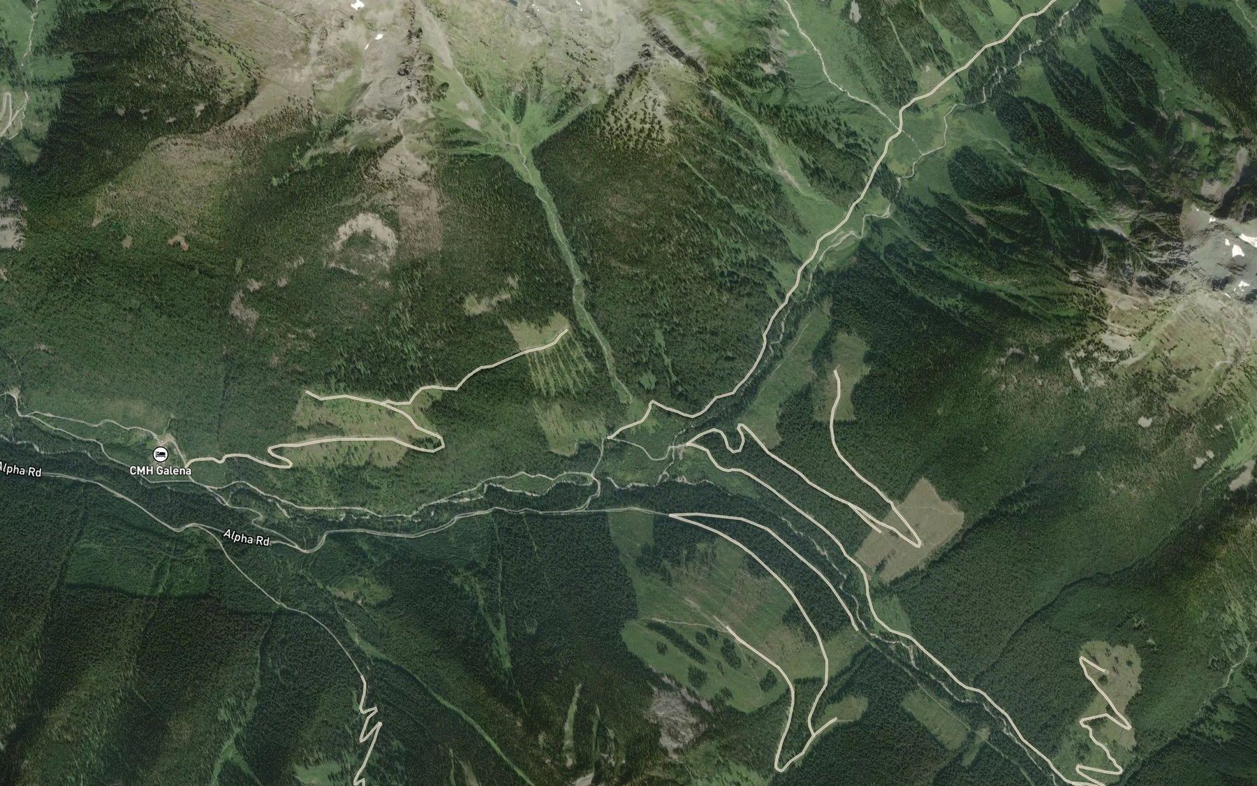 Satellite map of the Gainer Creek