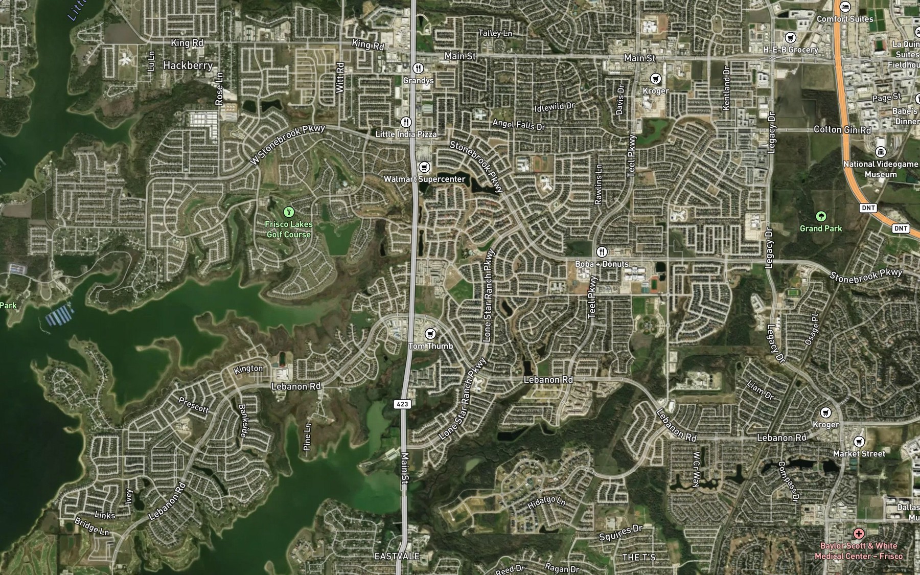 Satellite map of the Phillips Lake