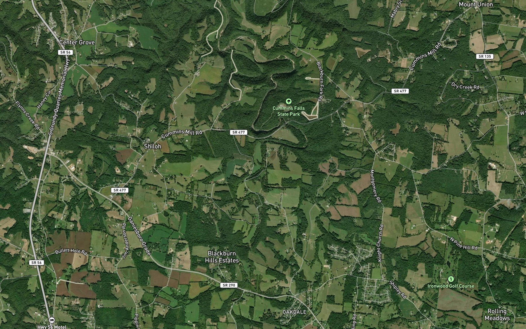 Satellite map of the West Blackburn Fork