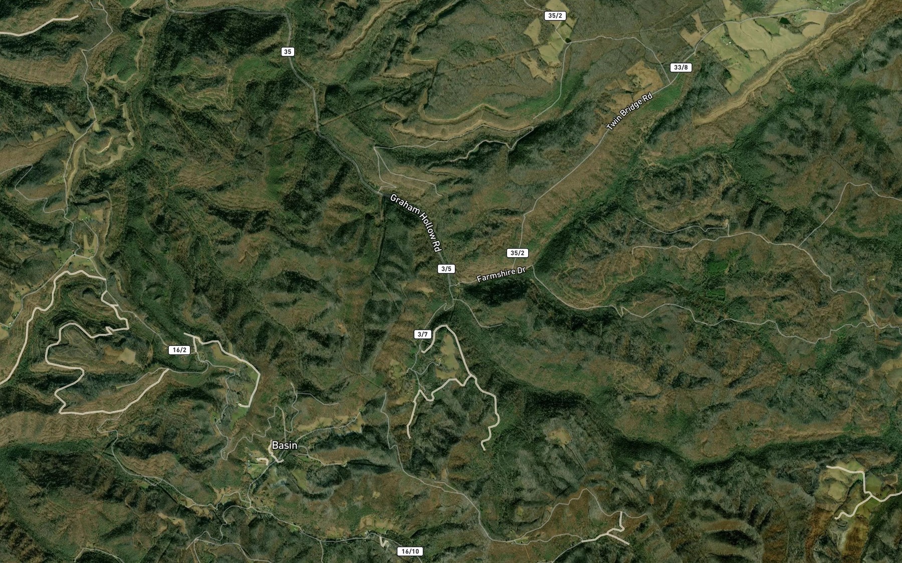 Satellite map of the Wiley Spring Branch