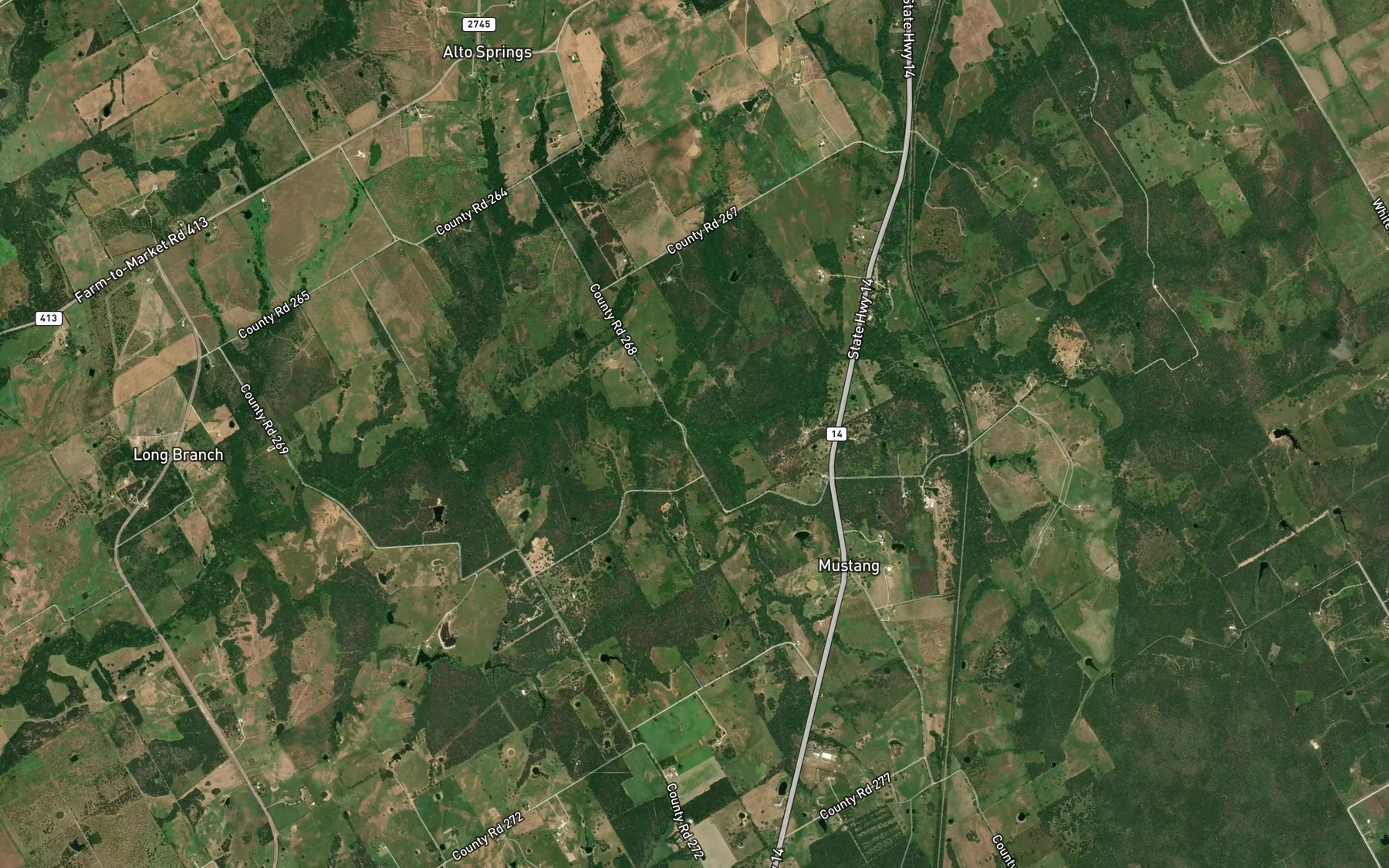 Satellite map of the Mustang Branch