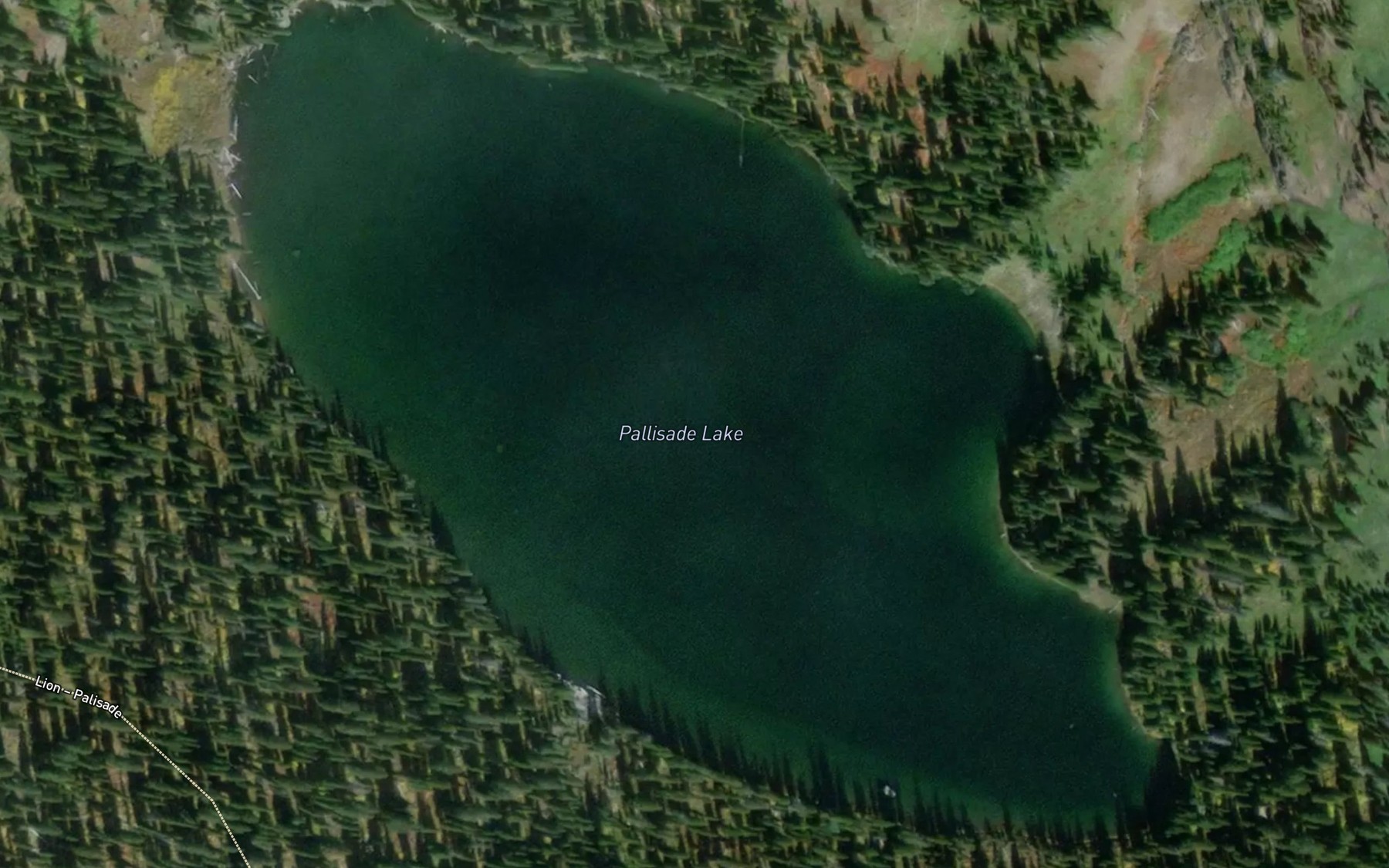 Satellite map of the Palisade Lake
