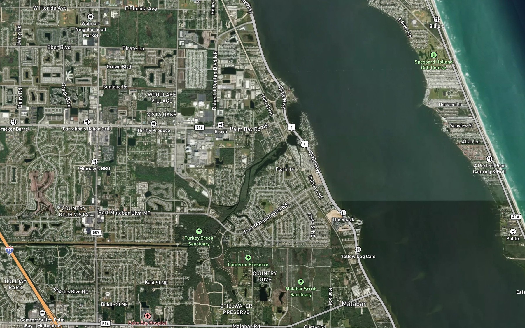 Satellite map of the Turkey Creek