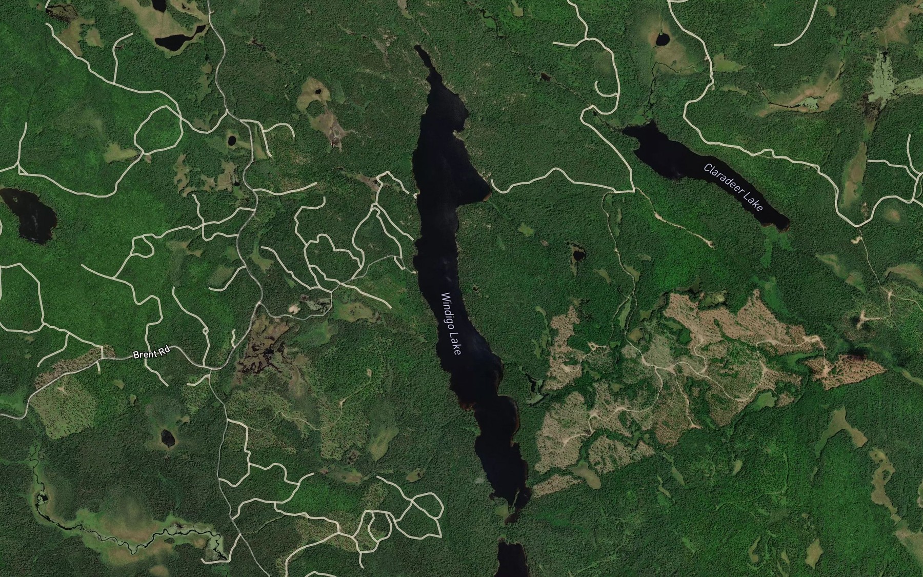 Satellite map of the Windigo Lake