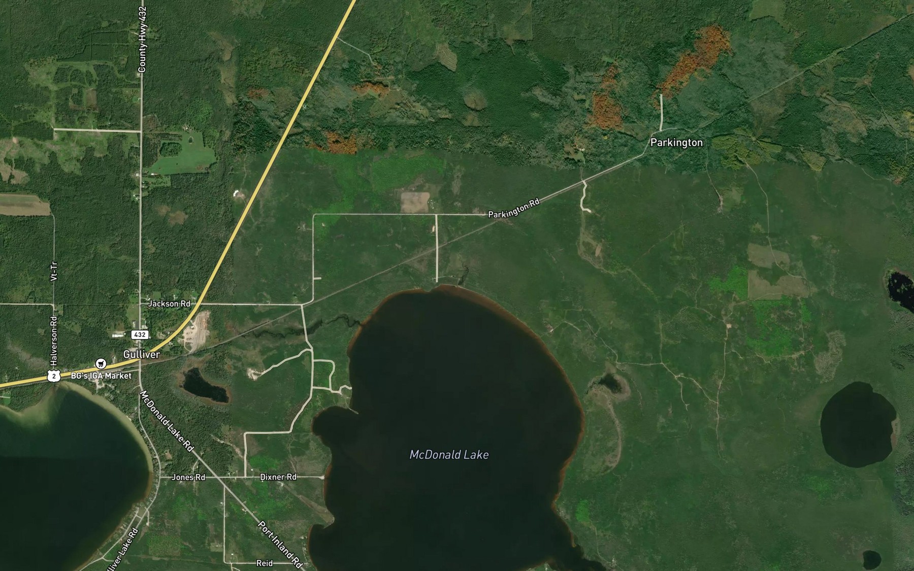 Satellite map of the Anderson Creek