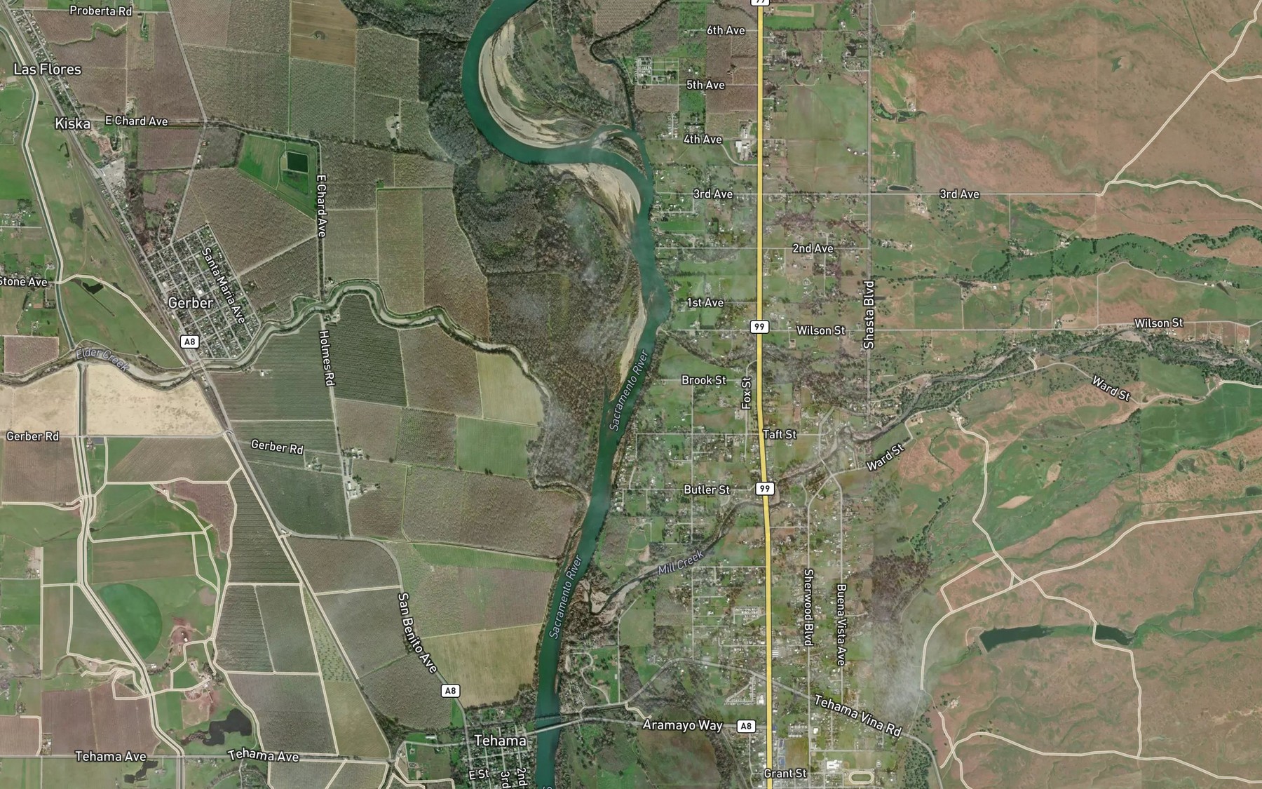 Satellite map of the North Fork Mill Creek