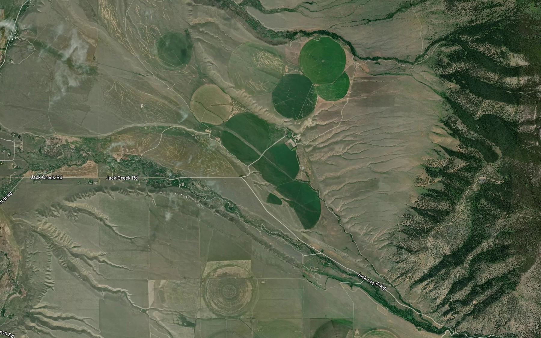 Satellite map of the Jack Creek Ditch