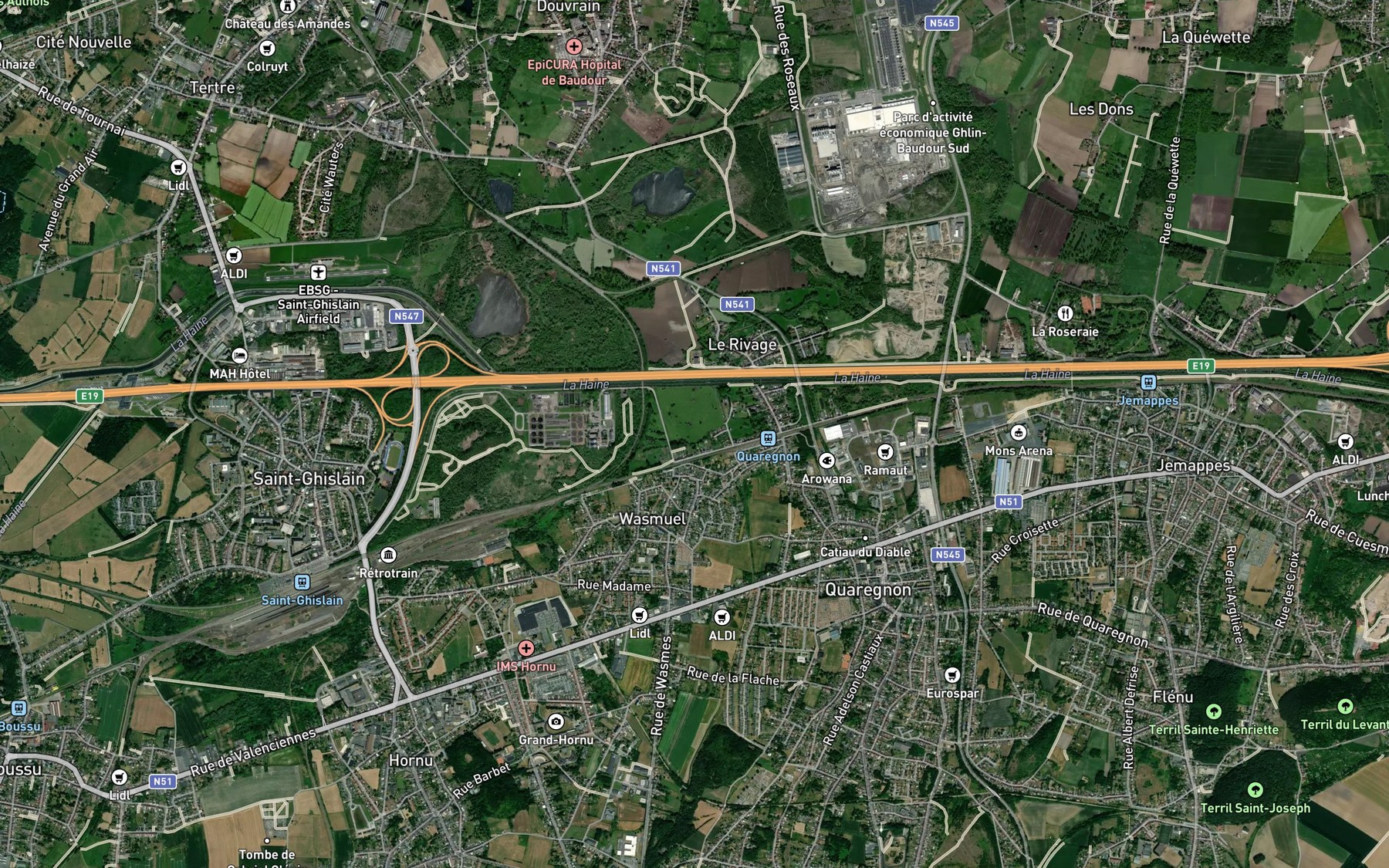 Satellite map of the Wasmes