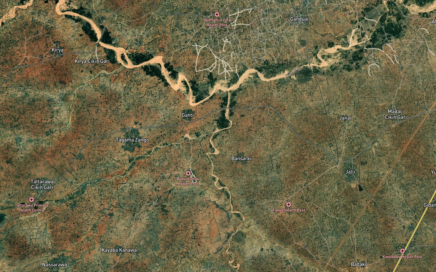 Satellite map of the River Kwandare
