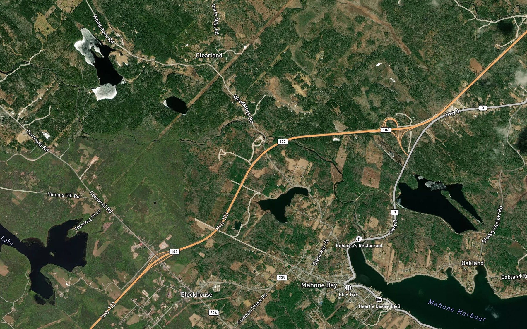 Satellite map of the Marsh Brook