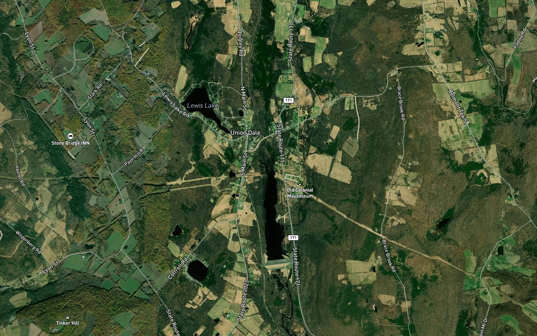 Satellite map of the West Branch Lackawanna River
